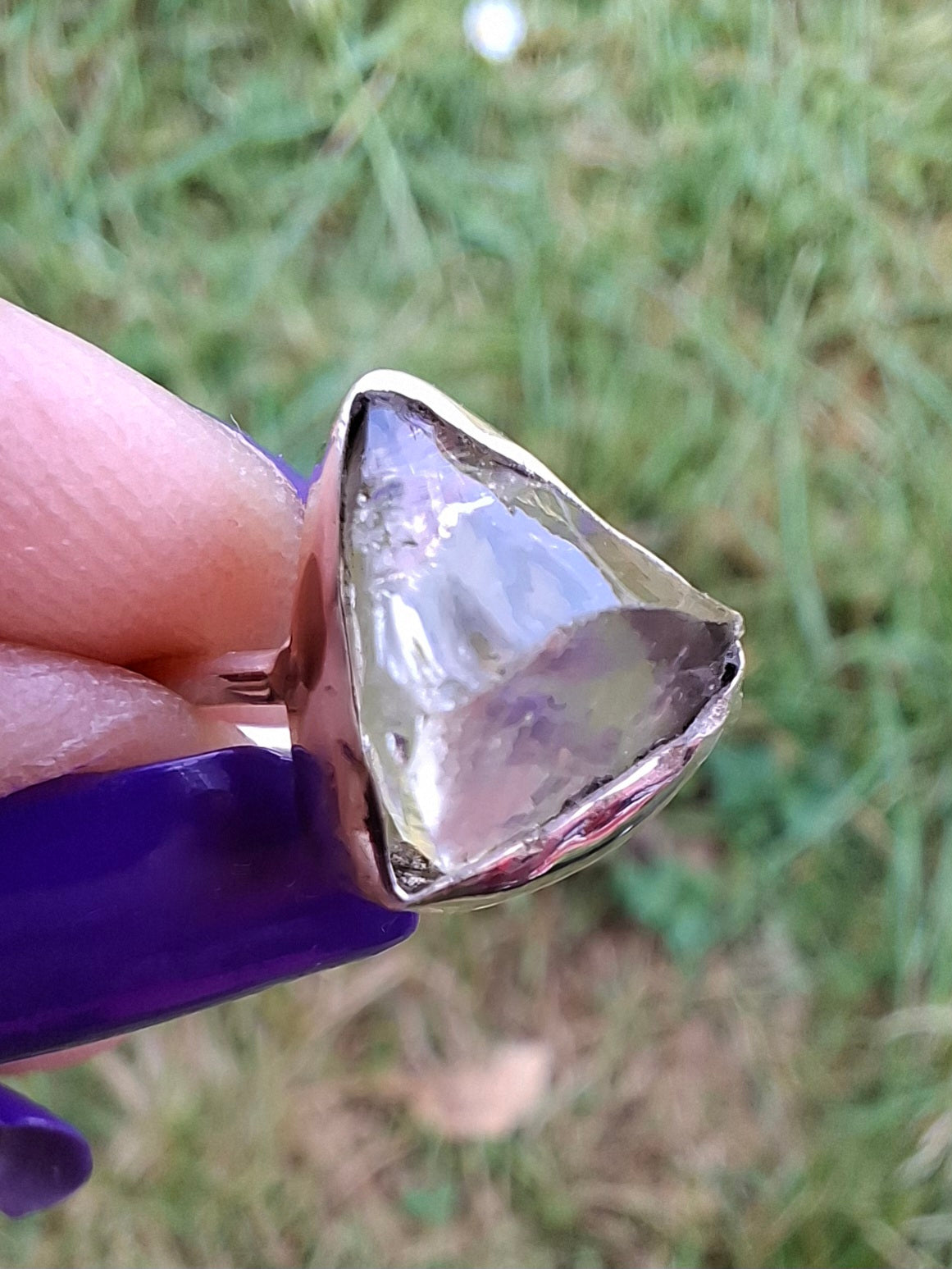 Libyan Desert Glass Ring, size small M, 925 Silver, Tektite (Ref: LR19)