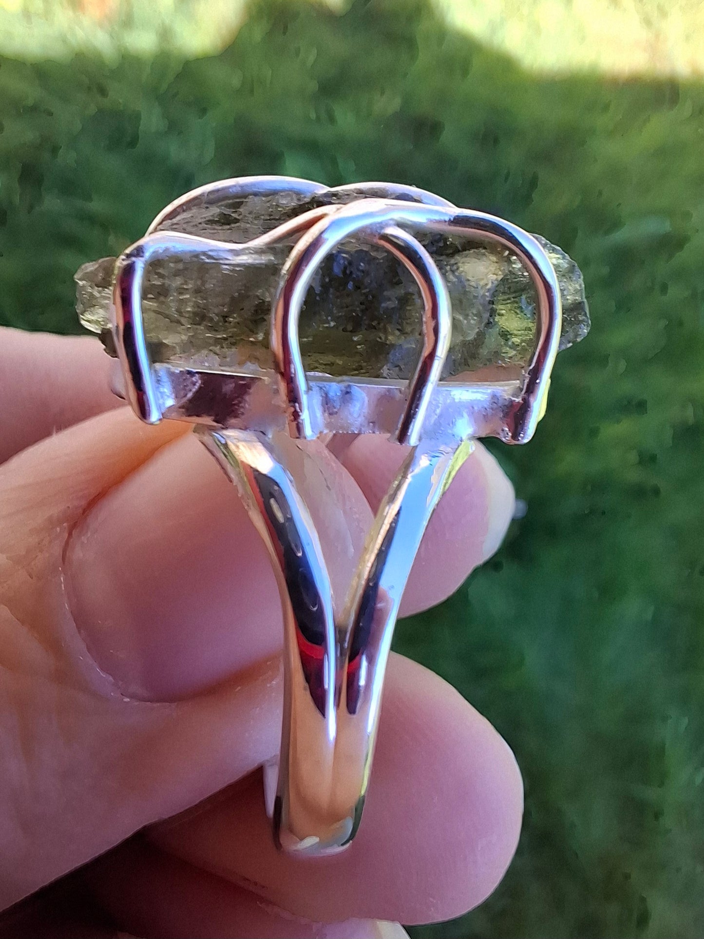 Moldavite Ring, size U, 925 Silver (Ref: R13)