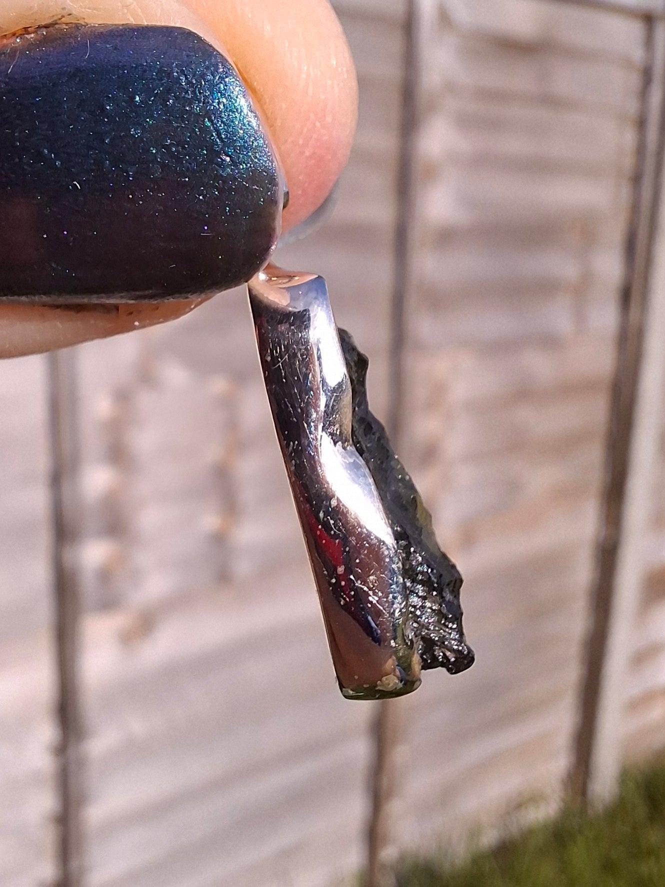 Moldavite Pendant, 925 Silver, Tektite (Ref: P16)