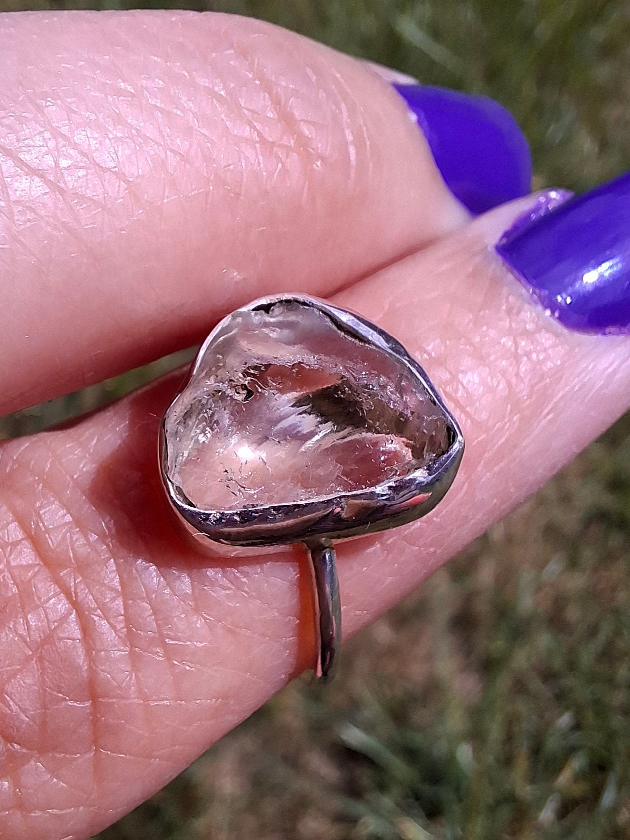 Libyan Desert Glass Ring, size large P, 925 Silver, Tektite (Ref: LR28)