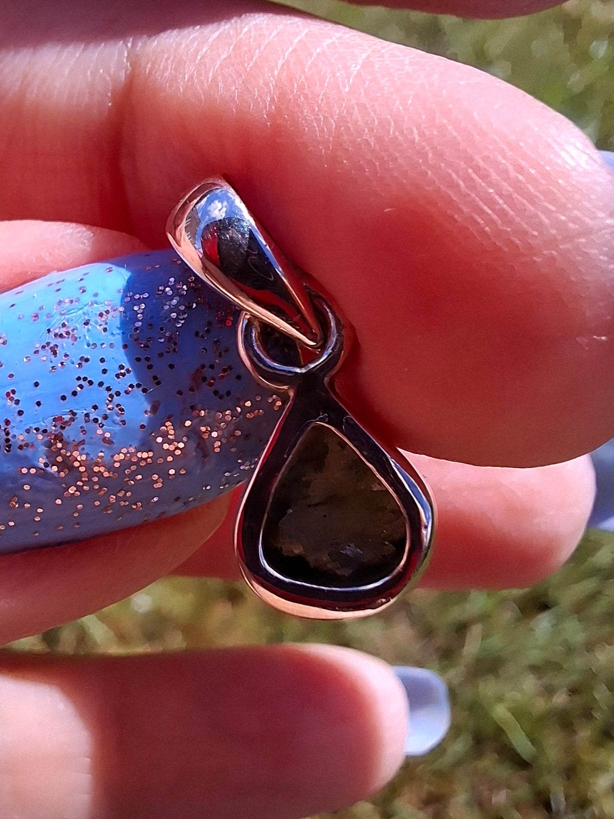 Moldavite Pendant, 925 Silver, Tektite (Ref: P85)