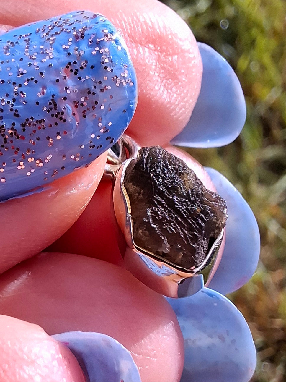 Moldavite Pendant, 925 Silver, Tektite (Ref: P58)
