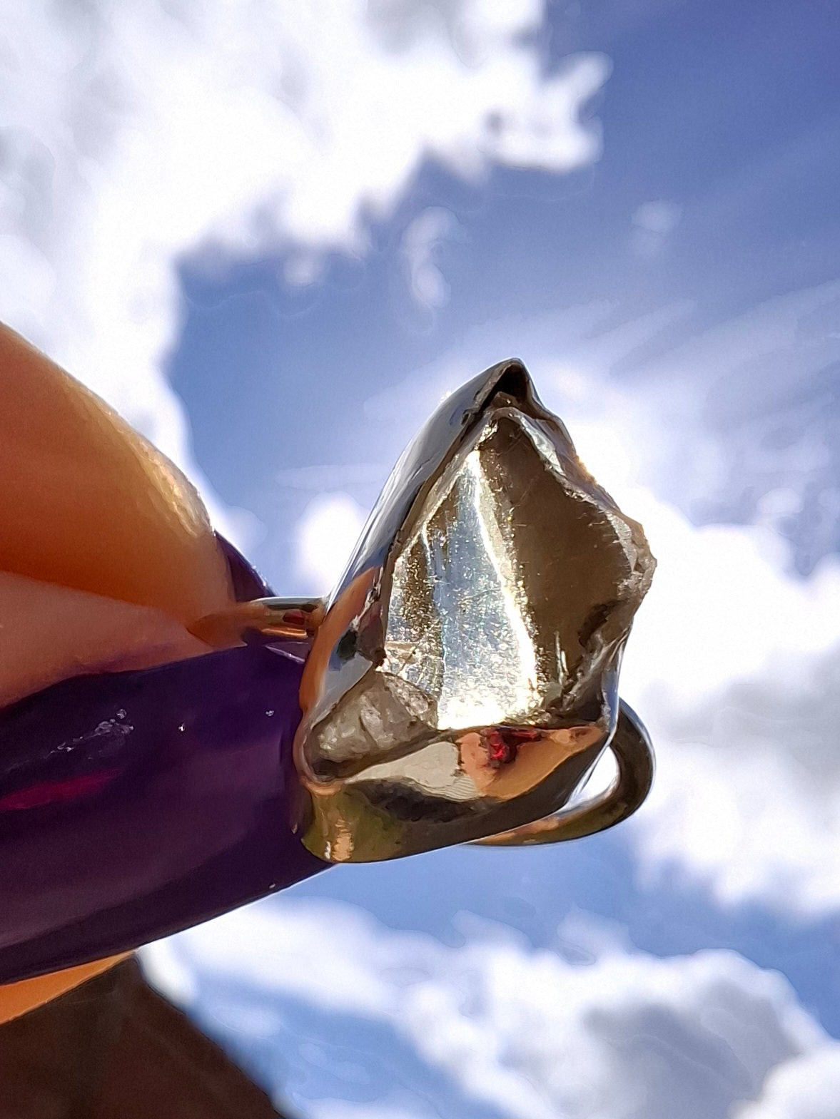 Libyan Desert Glass Ring, size large G, 925 Silver, Tektite (Ref: LR4)