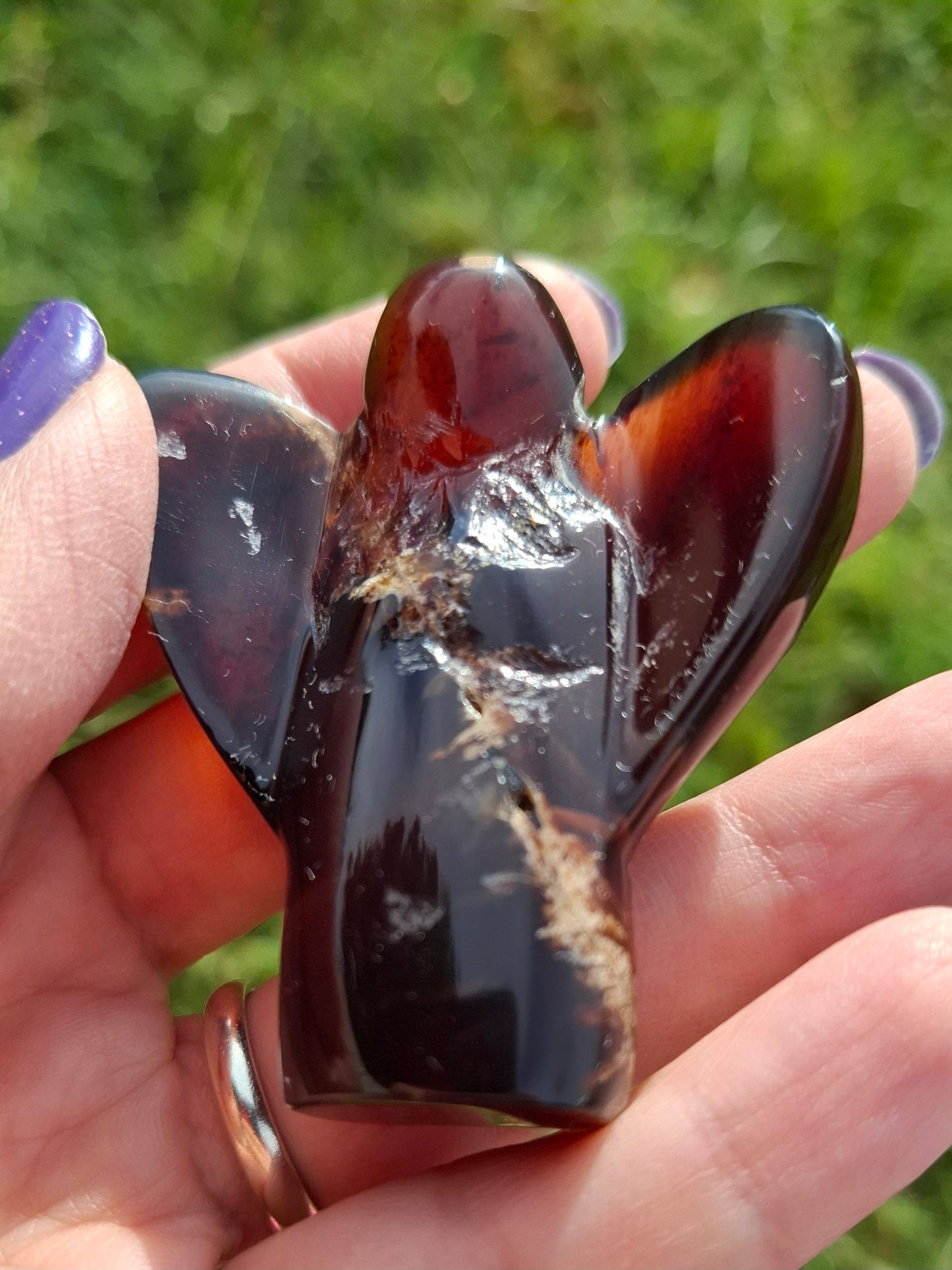 Red Amber Angel, 26.36g, carving, Fossil (Ref: AA1)
