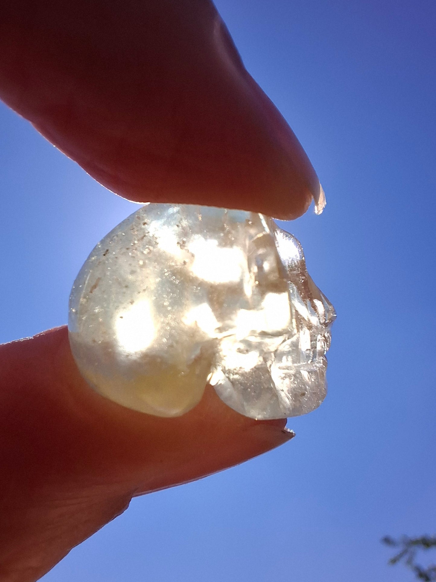 Libyan Desert Glass SKULL carving, 4.59g, Tektite (Ref: Skull2)
