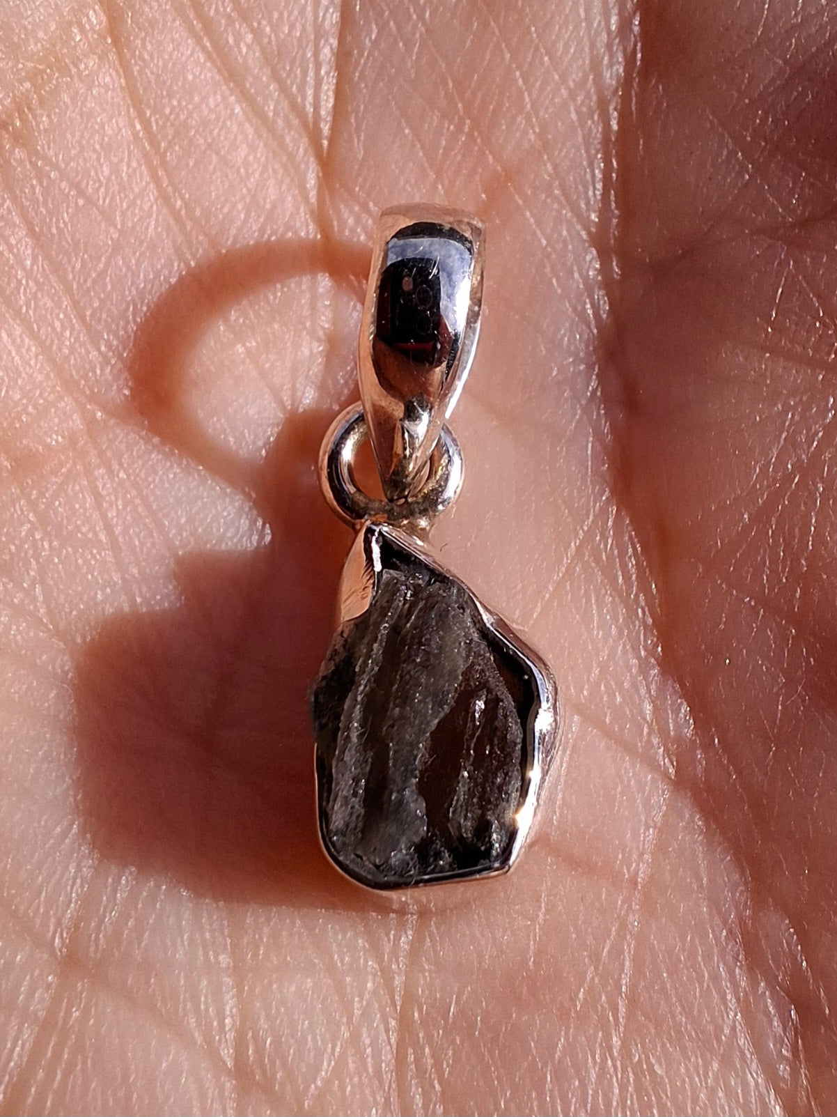 Moldavite Pendant, 925 Silver, Tektite (Ref: P47)