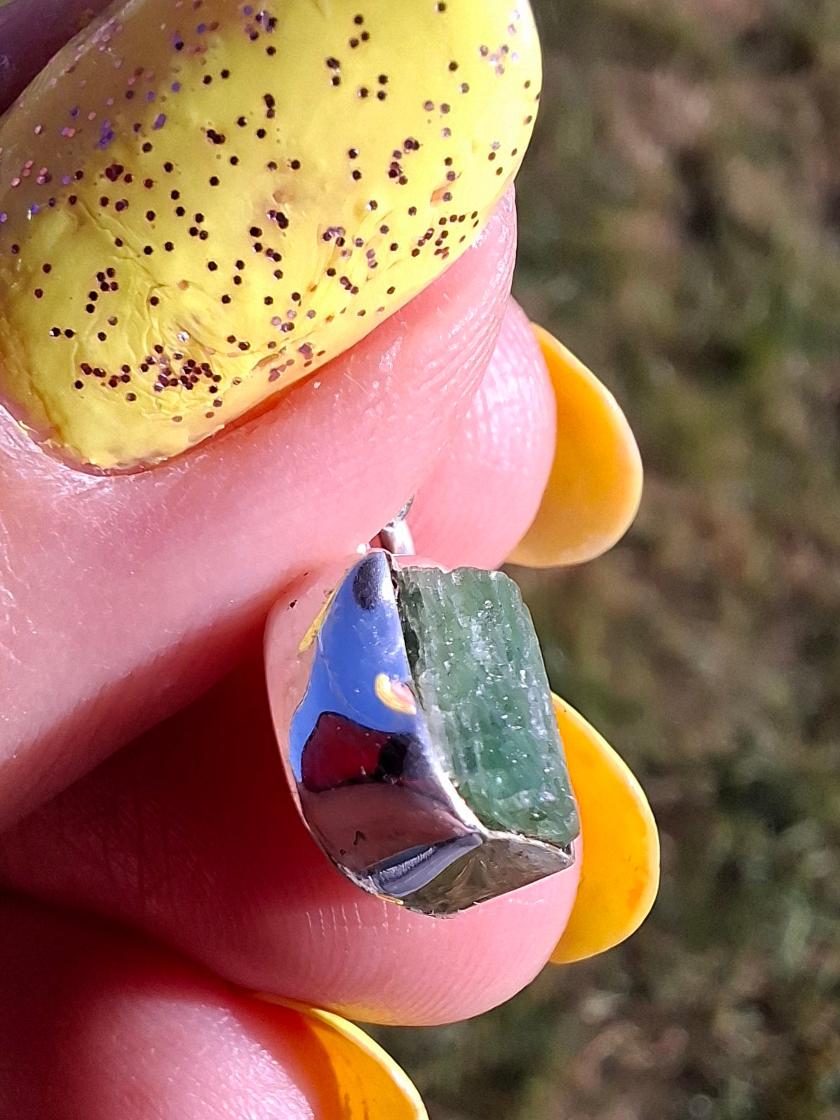 Green Tourmaline Pendant, 925 Silver, Crystal (Ref: GT11)