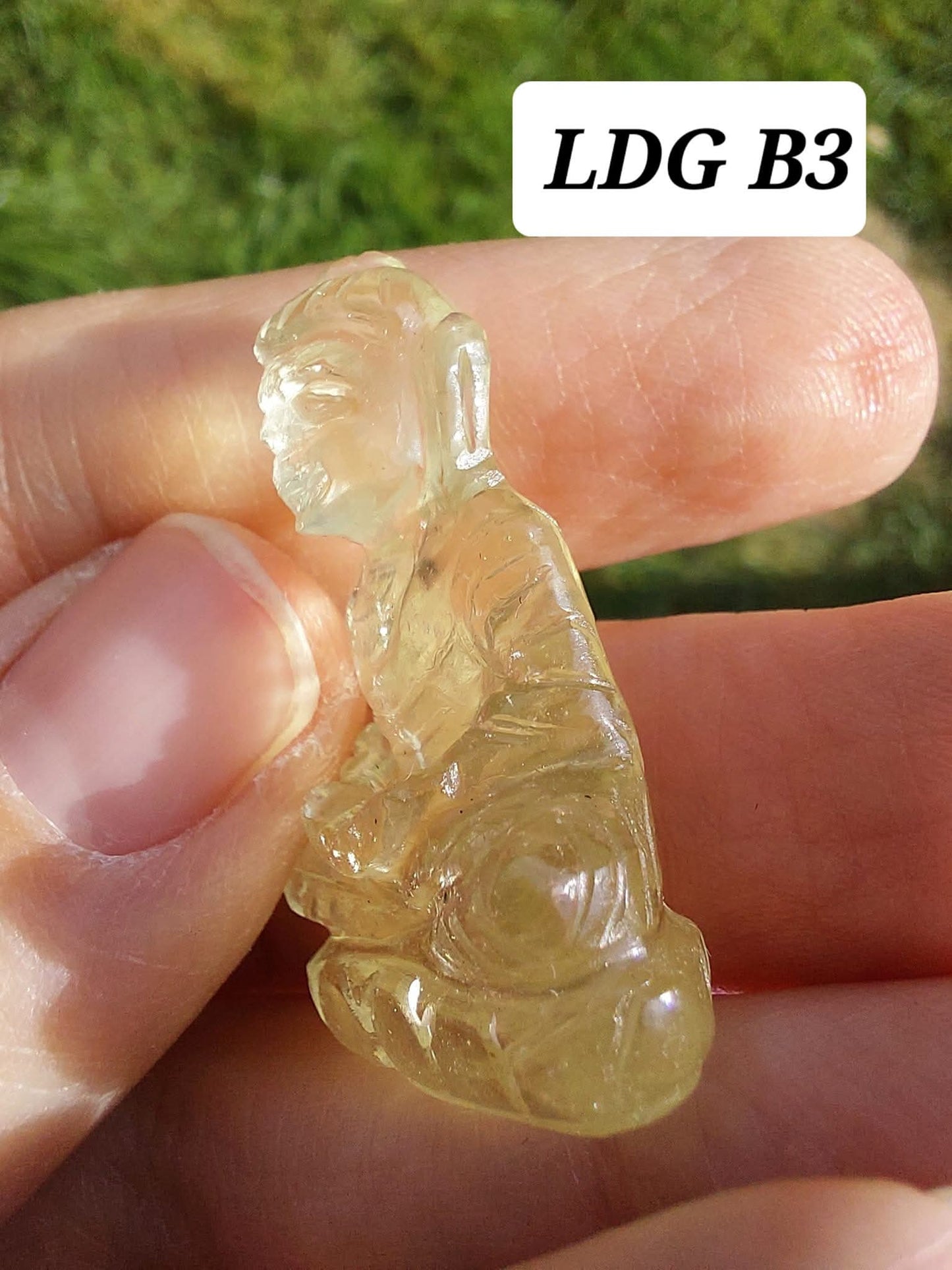 Libyan Desert Glass BUDDHA Carving, 6.80g, Tektite (Ref: LDG B3)