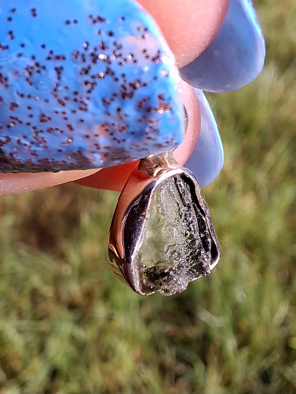 Moldavite Pendant, 925 Silver, Tektite (Ref: P55)