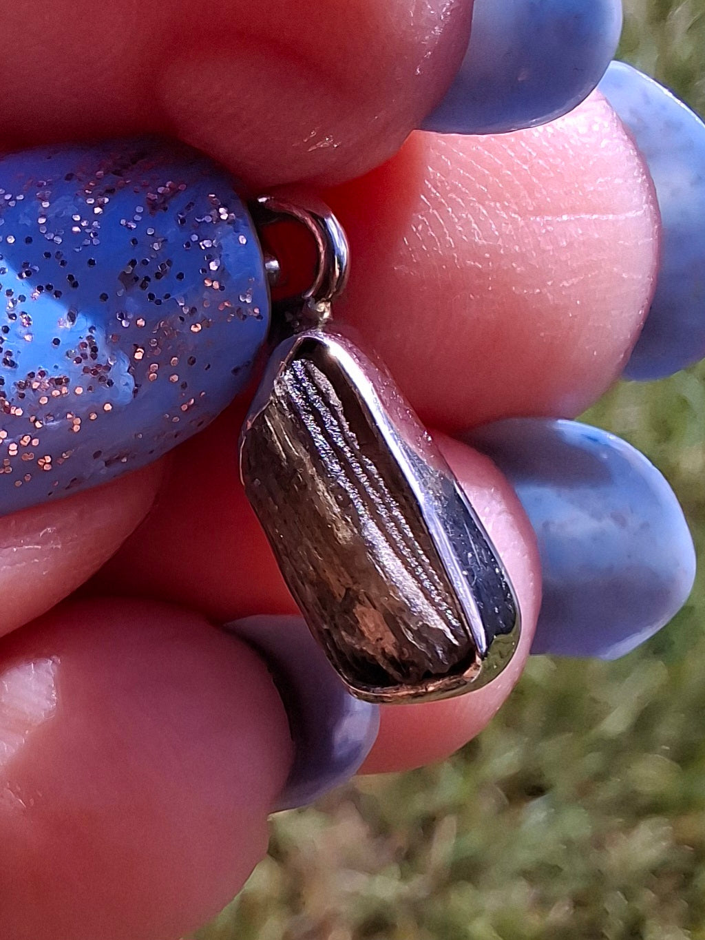 Moldavite Pendant, 925 Silver, Tektite (Ref: P91)