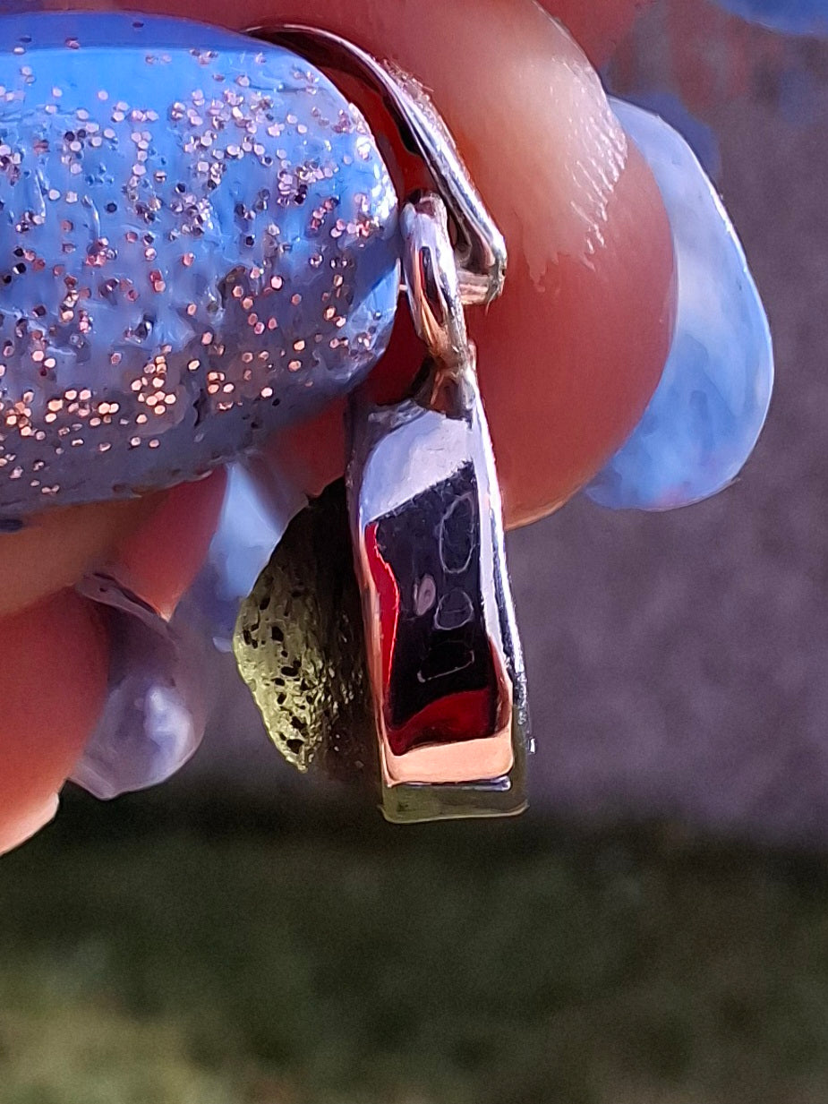 Moldavite Pendant, 925 Silver, Tektite (Ref: P59)