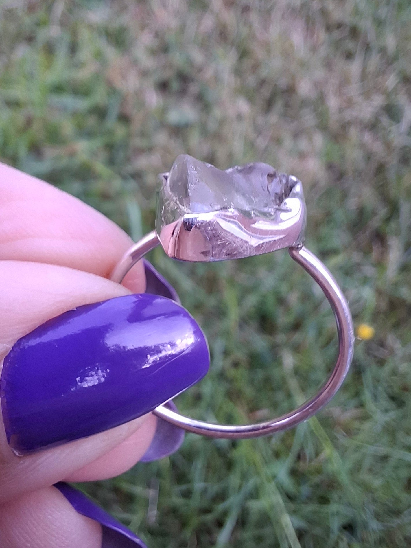 Libyan Desert Glass Ring, size U, 925 Silver, Tektite (Ref: LR52)
