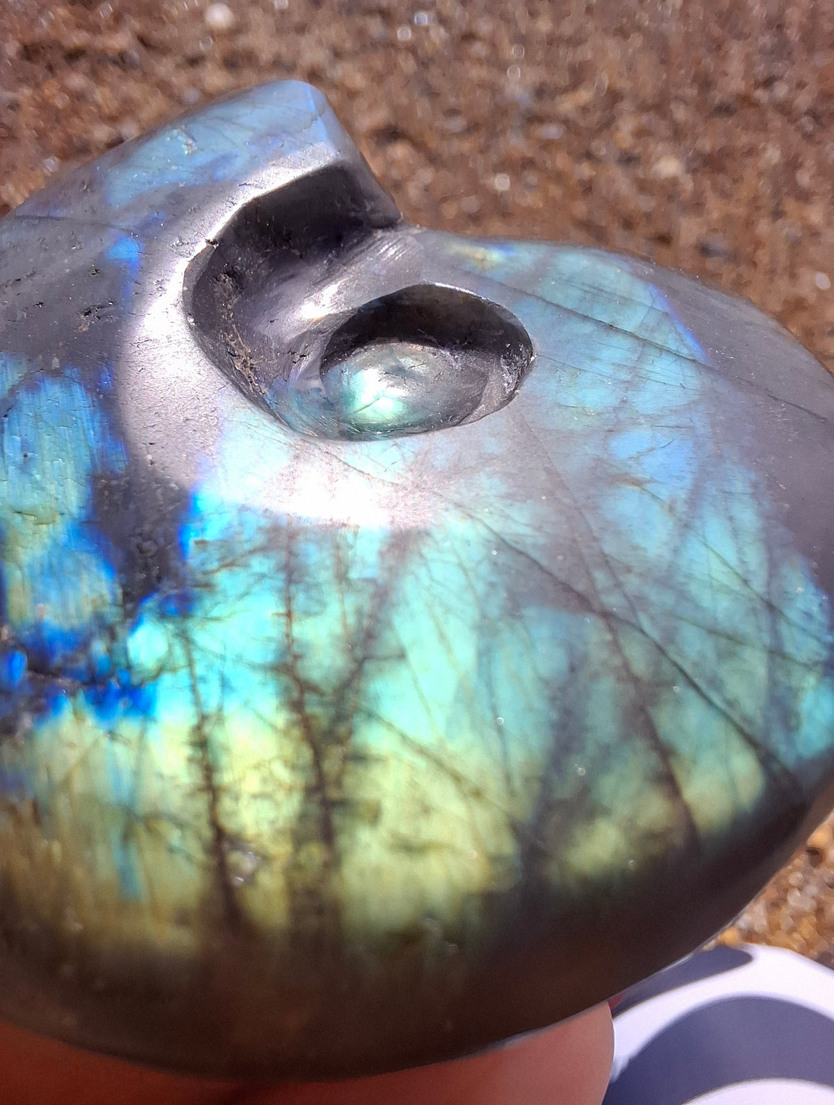 Labradorite Ammonite carving, 96.88g, Crystal (Ref: laba1)