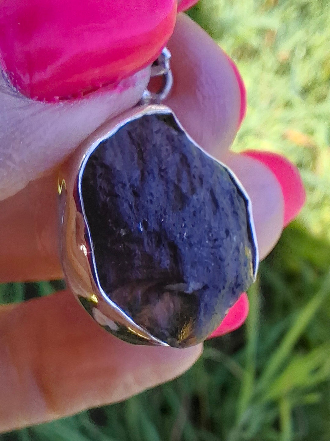 Moldavite Pendant, 925 Silver, Tektite (Ref: P436)