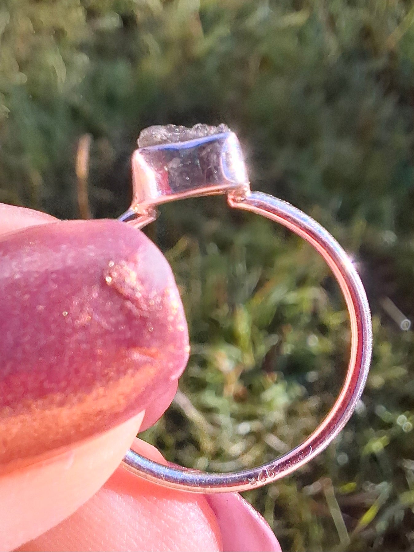 Moldavite Ring, Size small L, 925 Silver, Tektite (Ref: R34)