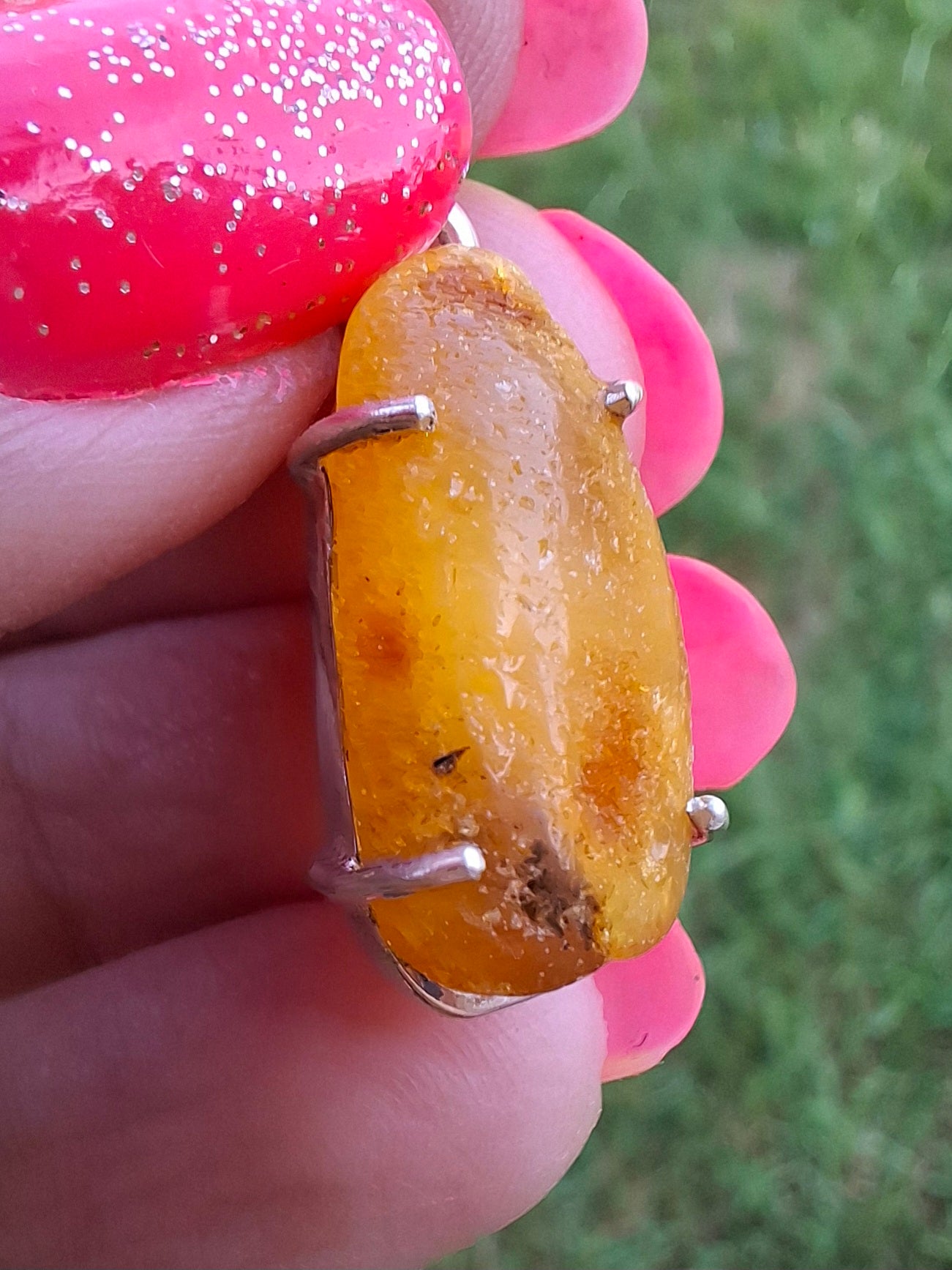Baltic Amber Pendant, 925 Silver, Fossil (Ref: AP8)