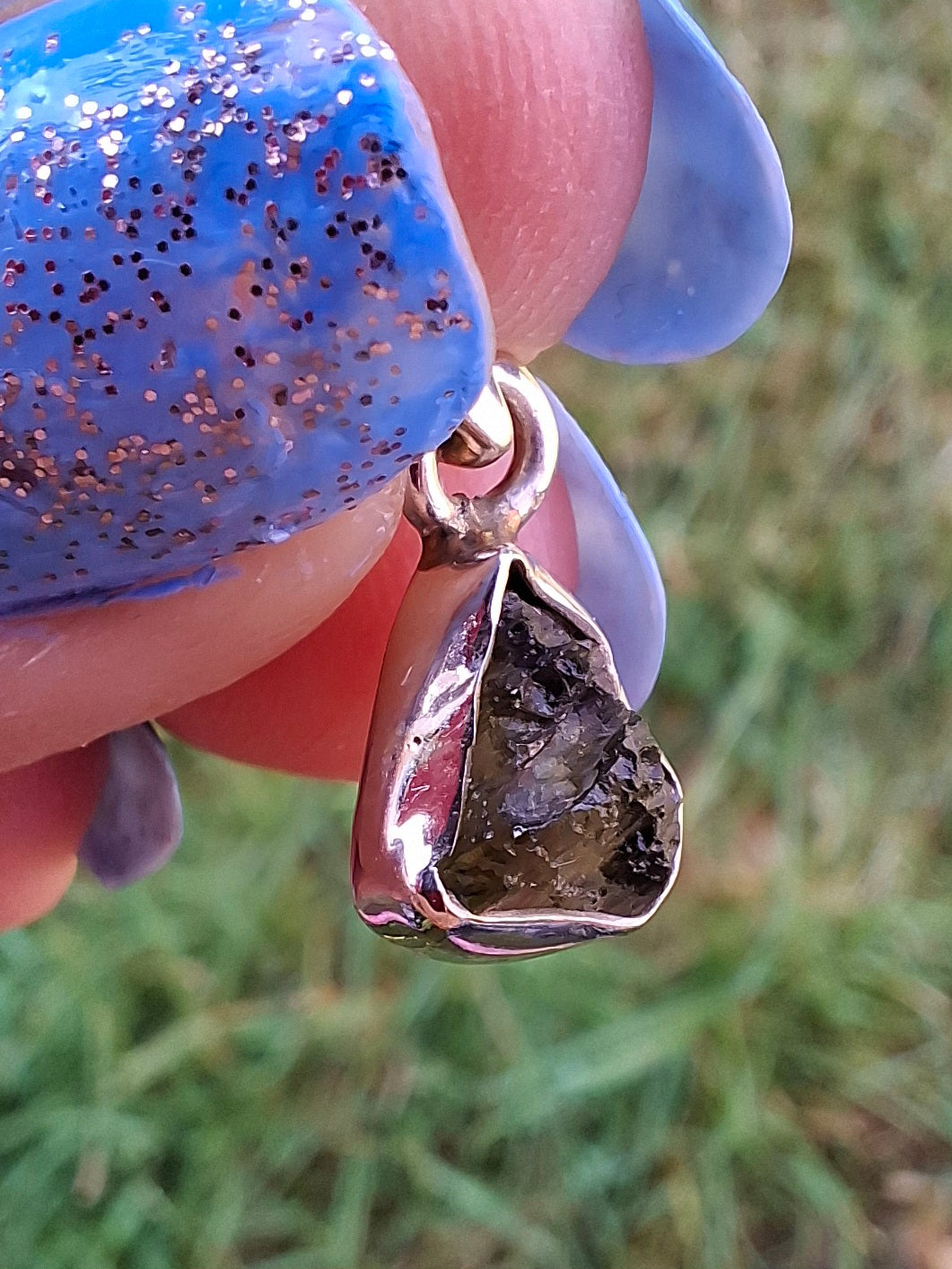 Moldavite Pendant, 925 Silver, Tektite (Ref: P37)