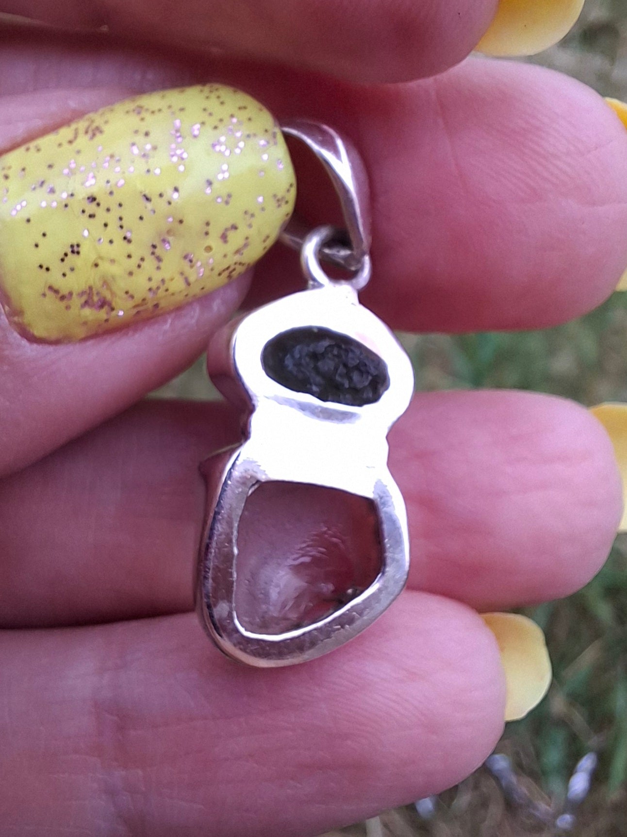 Moldavite & Libyan Desert Glass Pendant, 925 Silver, Tektite (Ref: MLP13)