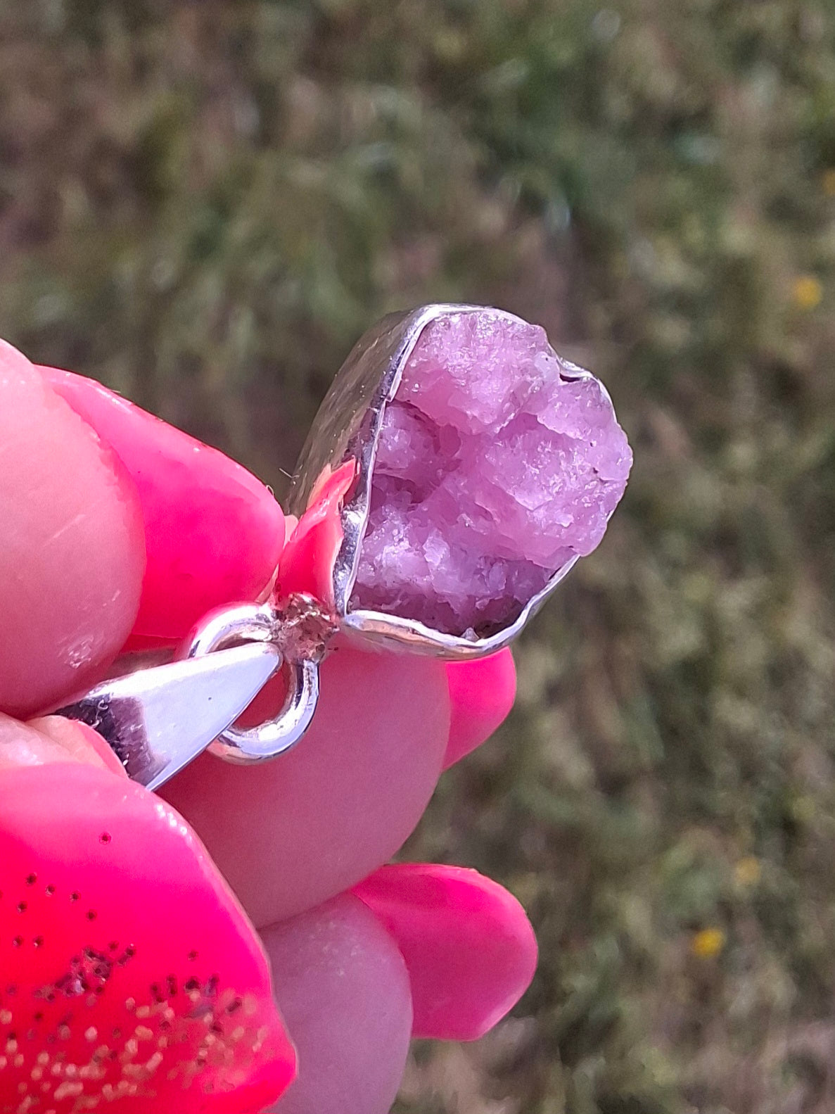Pink Tourmaline Pendant, 925 Silver, Crystal (Ref: PT10)