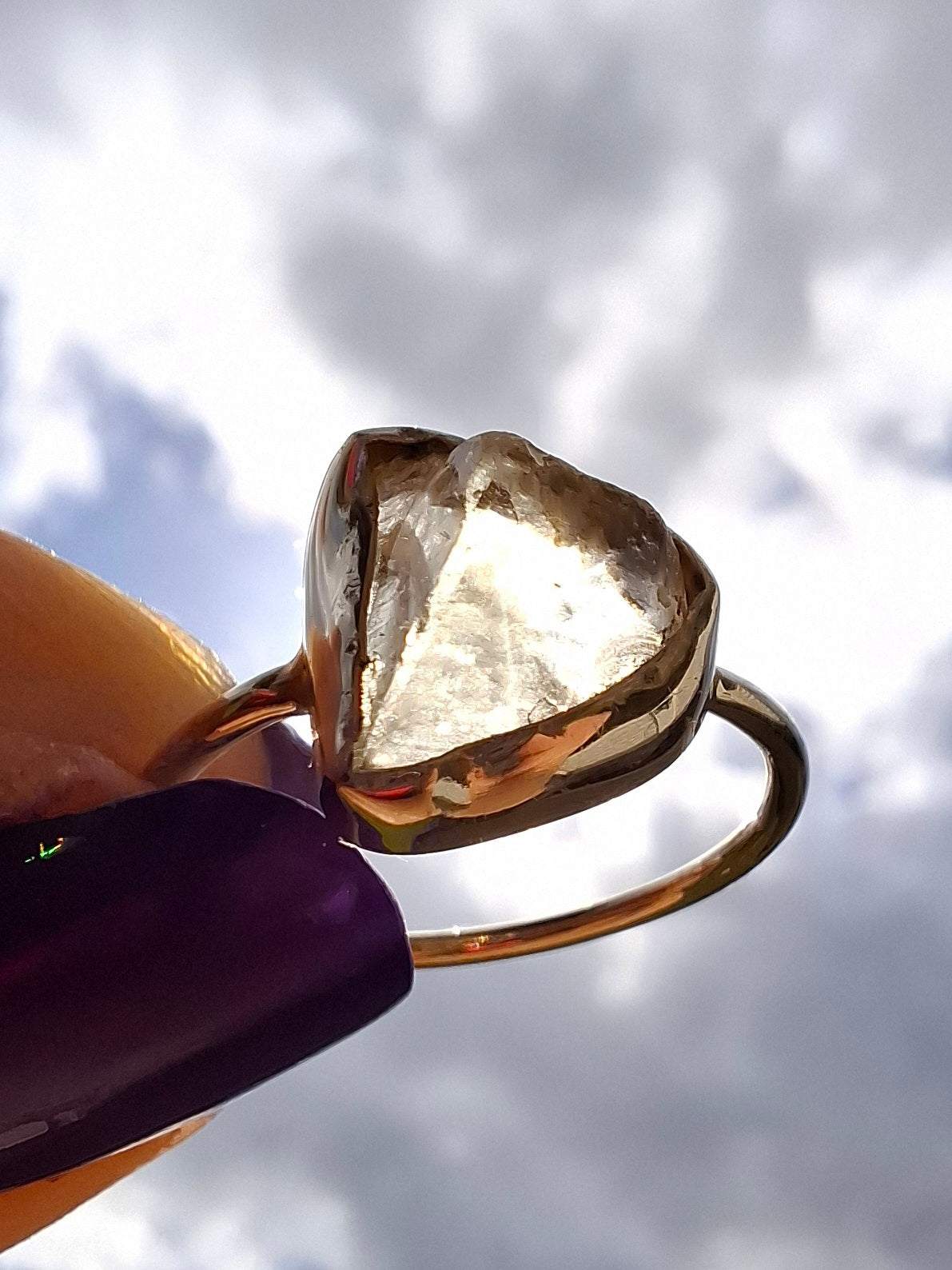 Libyan Desert Glass Ring, size small R, 925 Silver, Tektite (Ref: LR39)