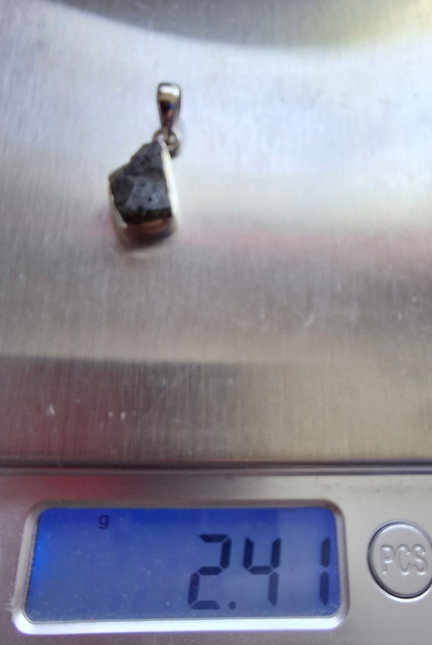 Moldavite Pendant, 925 Silver, Tektite (Ref: P7)