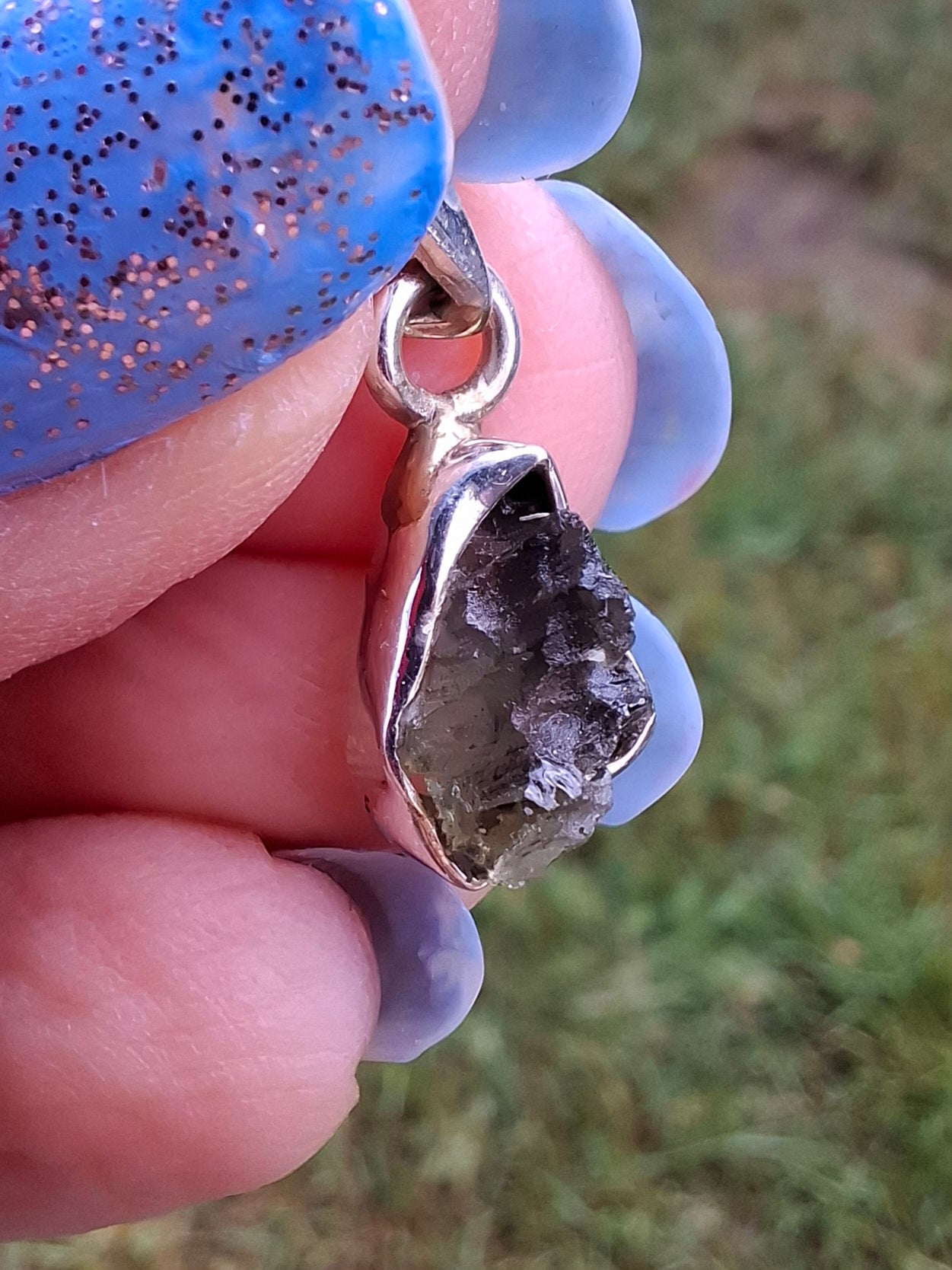 Moldavite Pendant, 925 Silver, Tektite (Ref: P65)