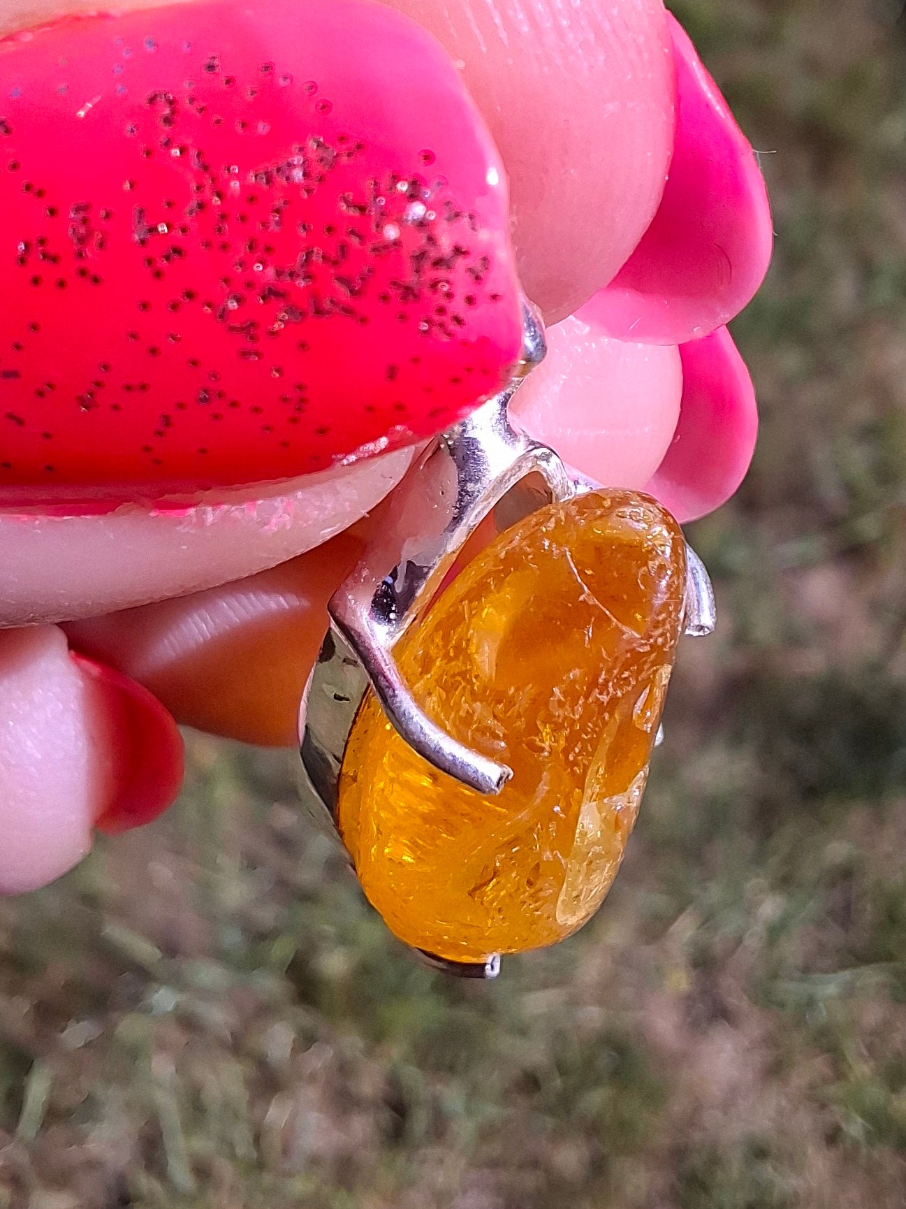 Baltic Amber Pendant, 925 Silver, Fossil (Ref: AP14)