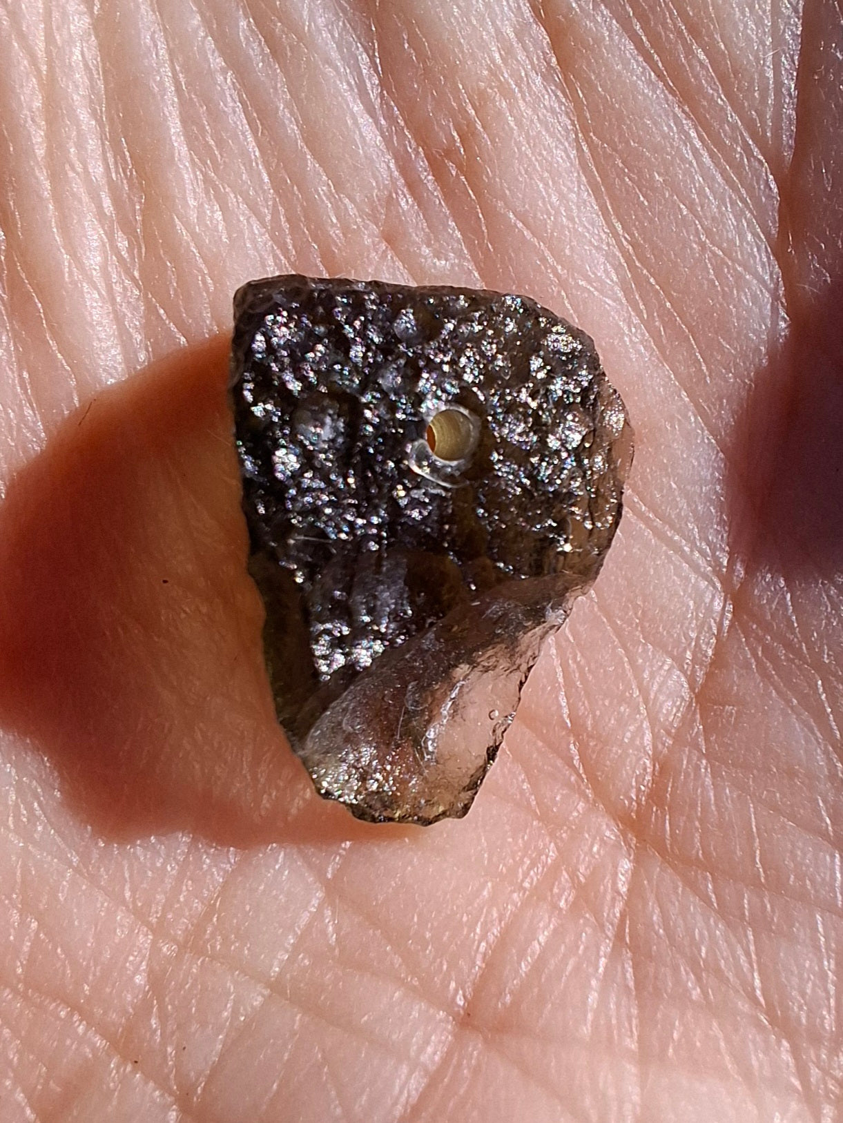 DRILLED, Moldavite Piece, 1.07g, Tektite (Ref: D30)