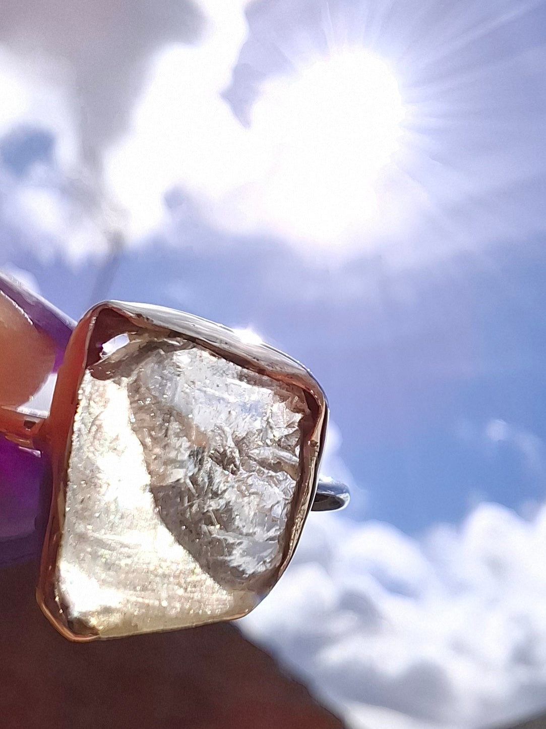 Libyan Desert Glass Ring, size small L, 925 Silver, Tektite (Ref: LR14)