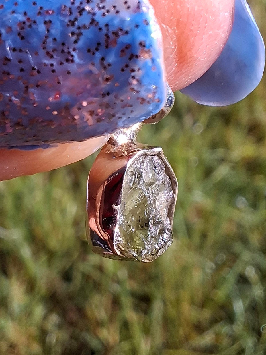Moldavite Pendant, 925 Silver, Tektite (Ref: P49)