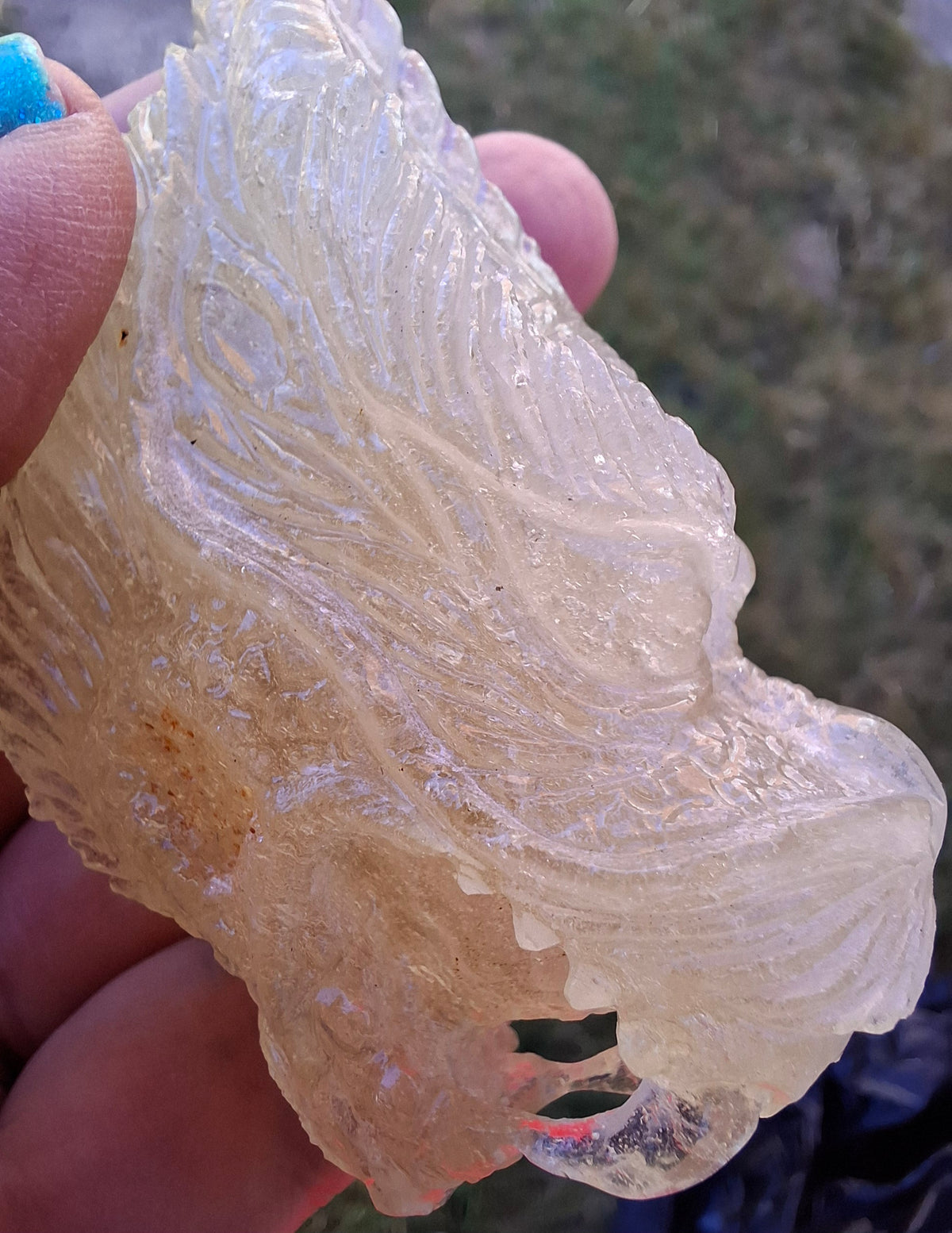 Libyan Desert Glass DRAGON HEAD Carving, 75.84g, Tektite (Ref: Dragon1)