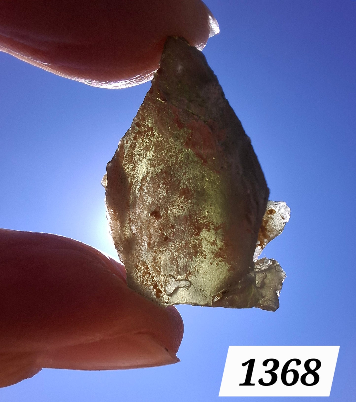 Moldavite Piece, SNOWFLAKE, FROSTED, BARTOCHOV, 3.47g, Tektite (Ref: 1368)