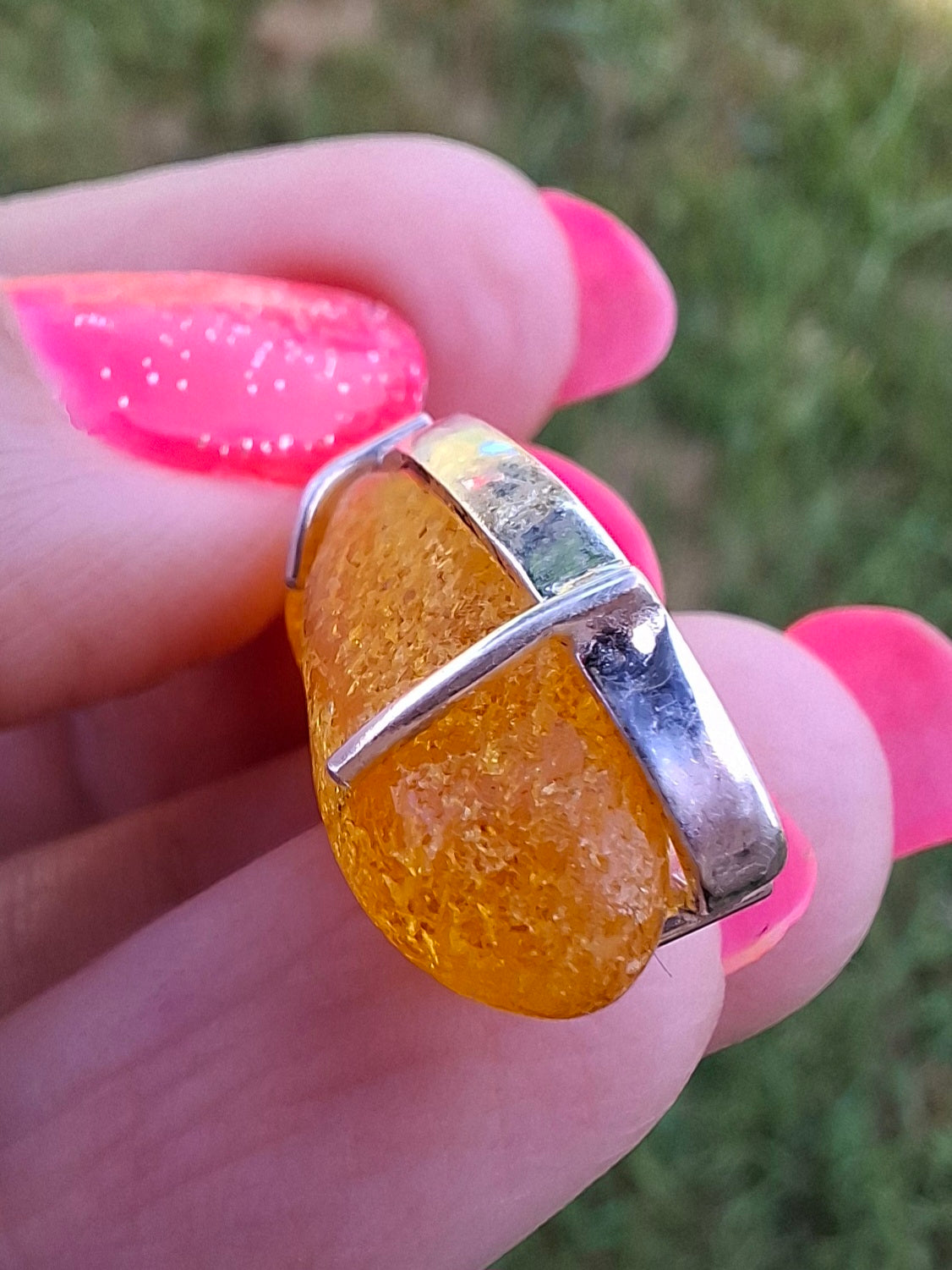 Baltic Amber Pendant, 925 Silver, Fossil (Ref: AP9)