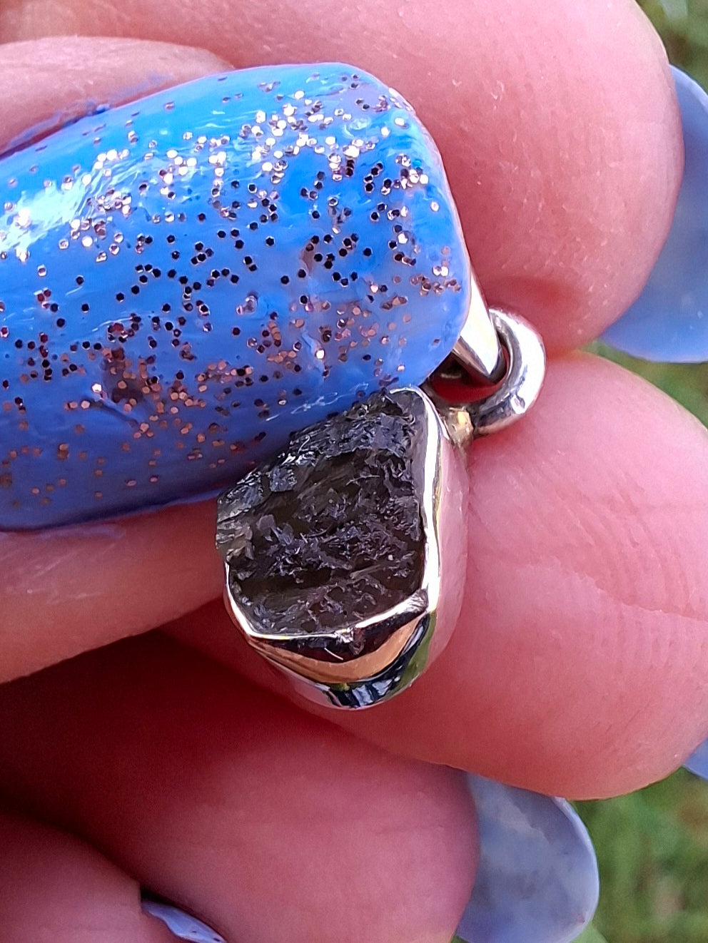 Moldavite Pendant, 925 Silver, Tektite (Ref: P29)