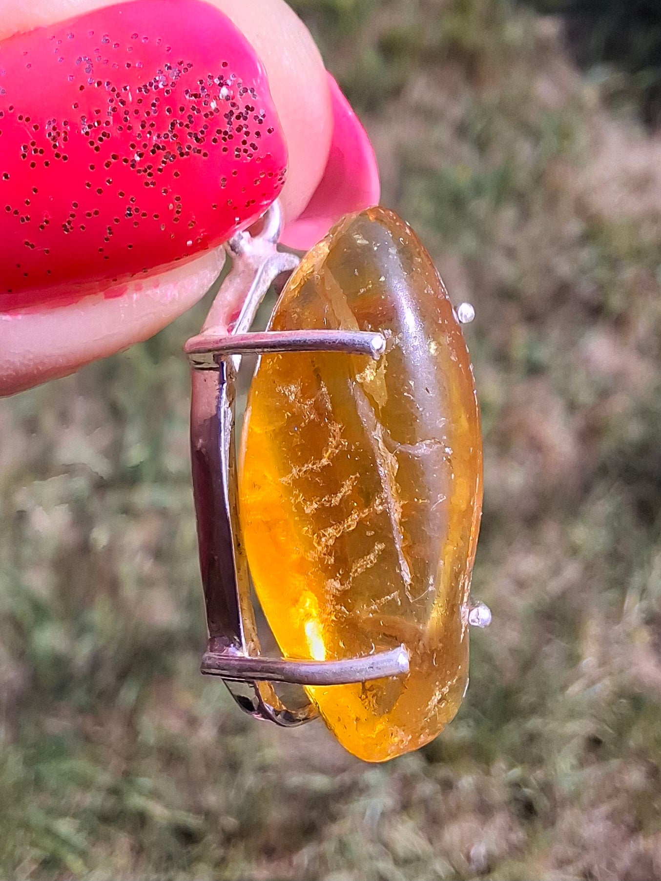 Baltic Amber Pendant, 925 Silver, Fossil (Ref: AP13)