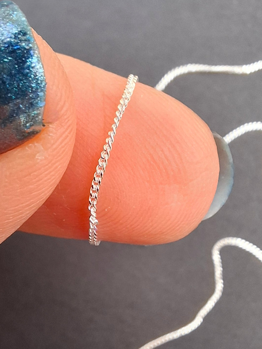Curb Diamond cut, 0.9mm, 16 inch, 925 Silver CHAIN (Ref: Chain-1)