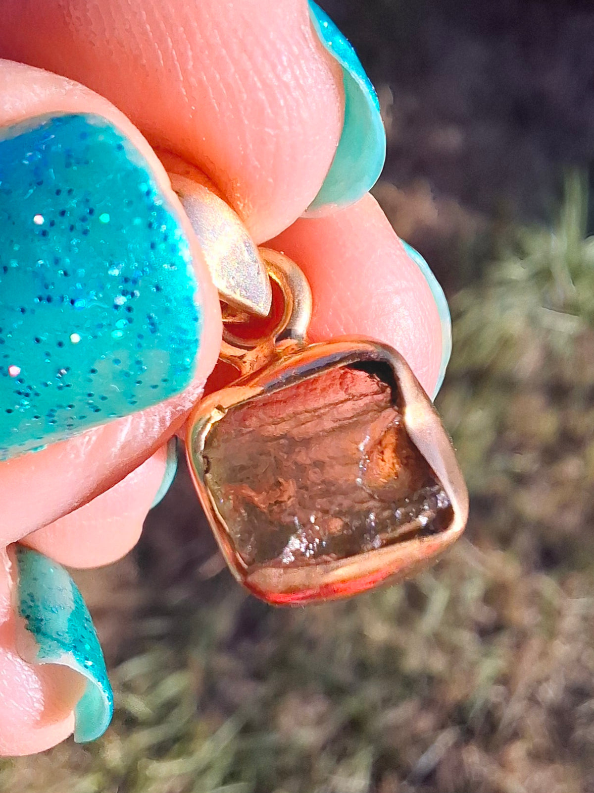 Moldavite Pendant, 14K GOLD Plated, Tektite (Ref: P453)