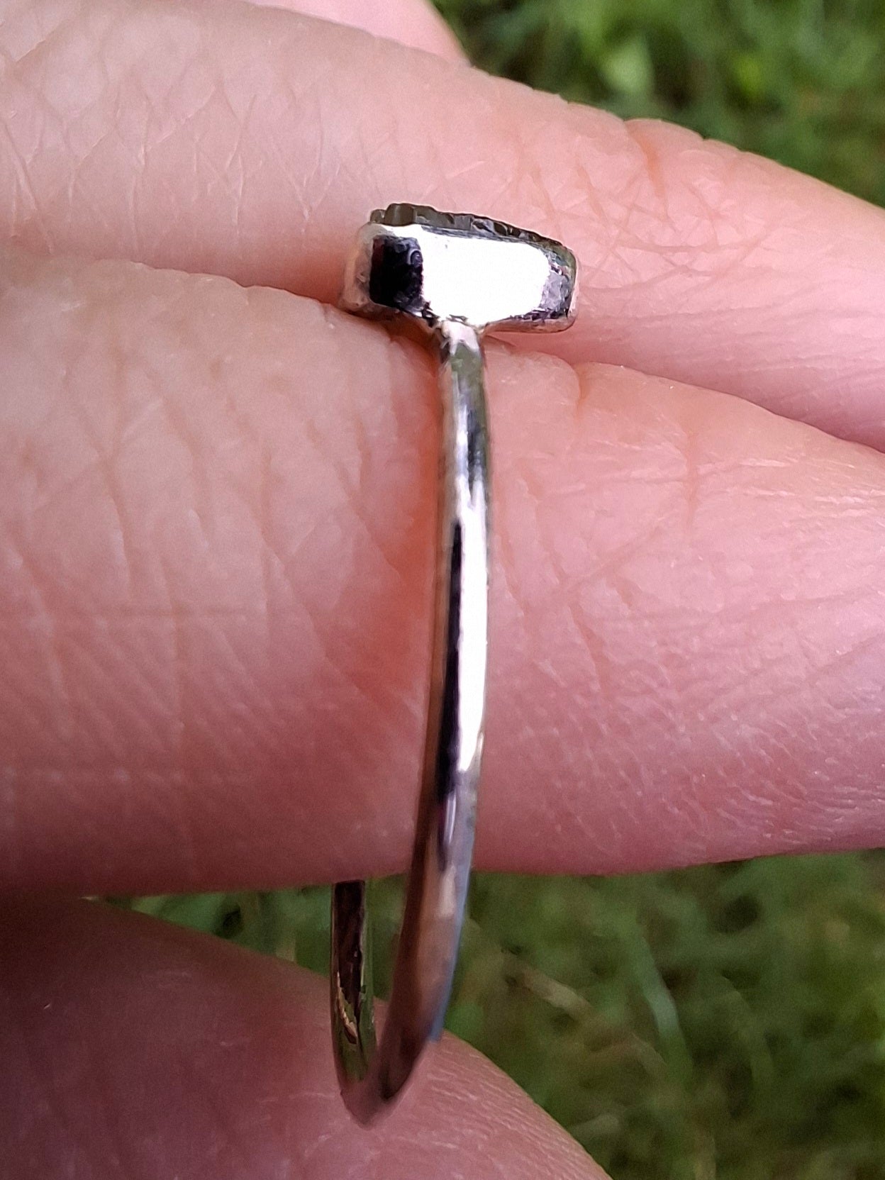 Moldavite Ring, size large R/small S, 925 Silver, Tektite (Ref: R67)