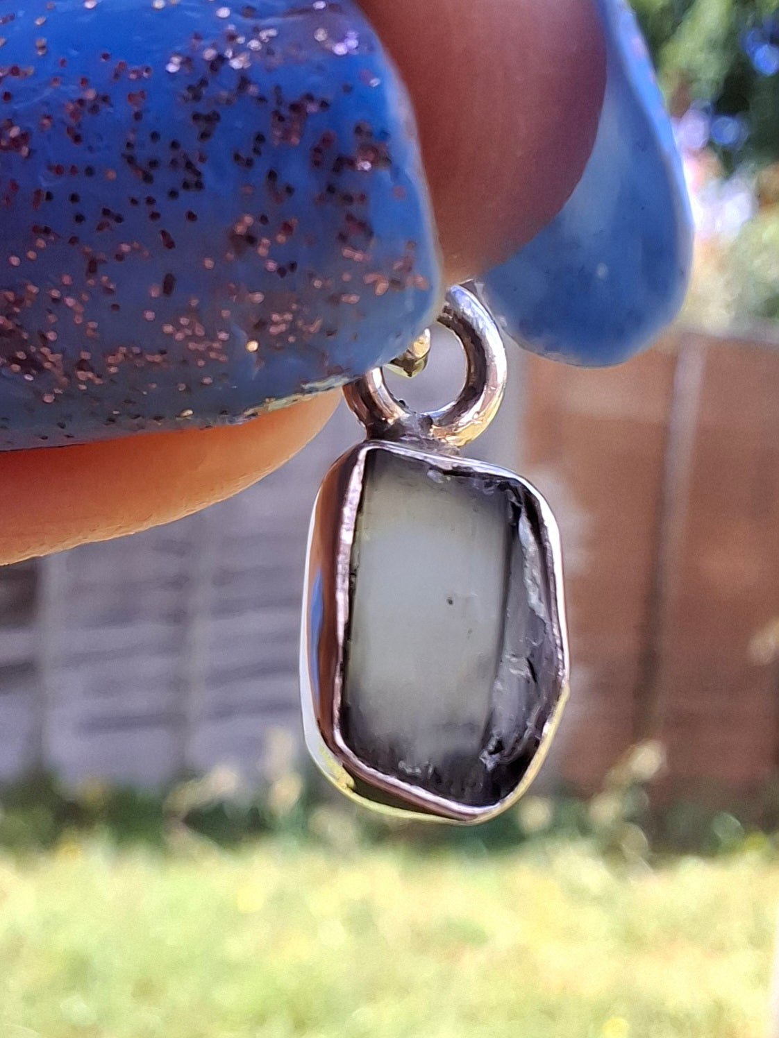 Moldavite Pendant, 925 Silver, Tektite (Ref: P80)