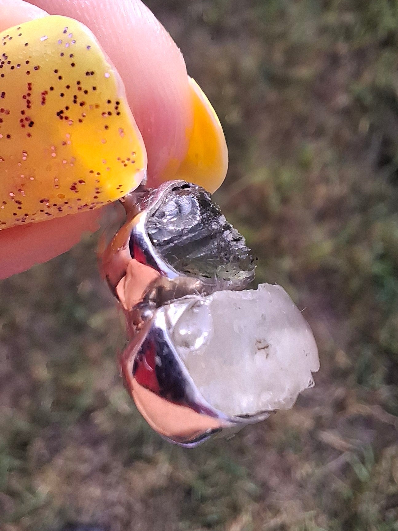 Moldavite & Libyan Desert Glass Pendant, 925 Silver, Tektite (Ref: MLP11)