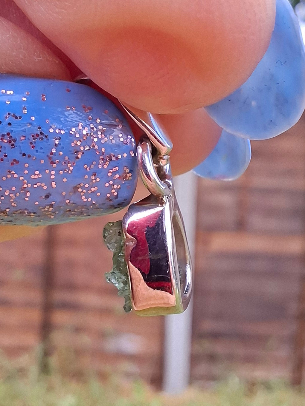 Moldavite Pendant, 925 Silver, Tektite (Ref: P66)