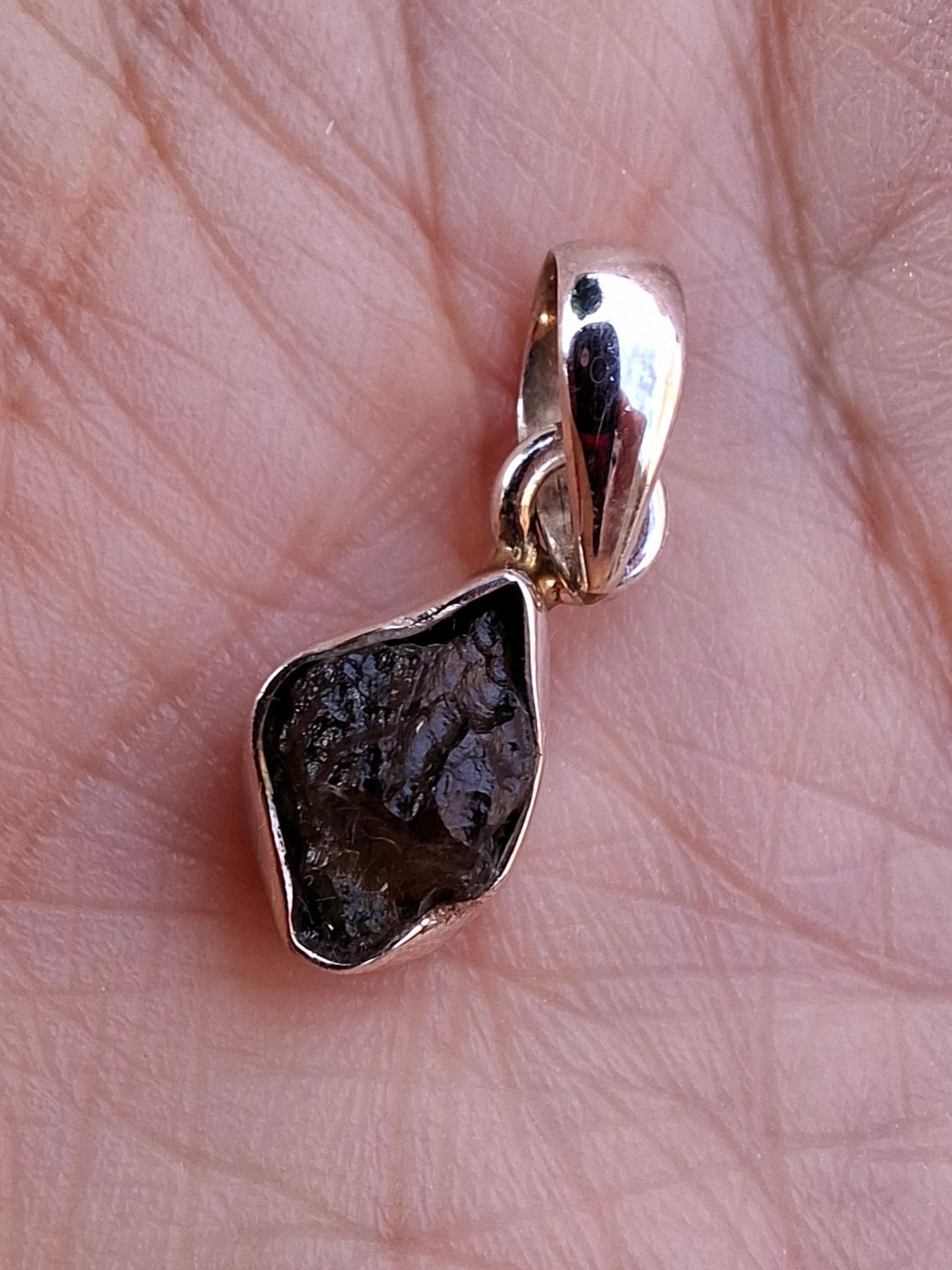 Moldavite Pendant, 925 Silver, Tektite (Ref: P45)