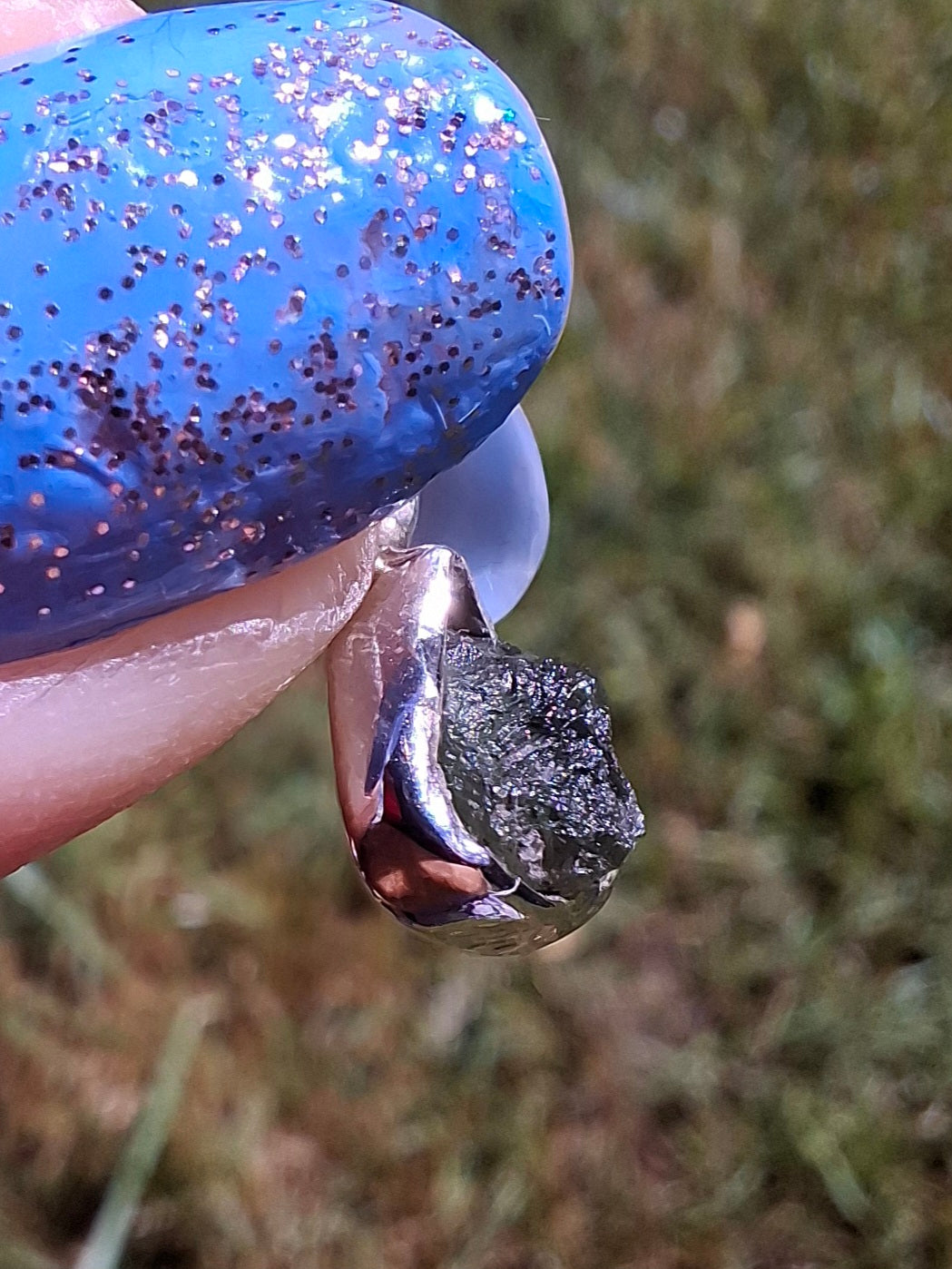 Moldavite Pendant, 925 Silver, Tektite (Ref: P69)