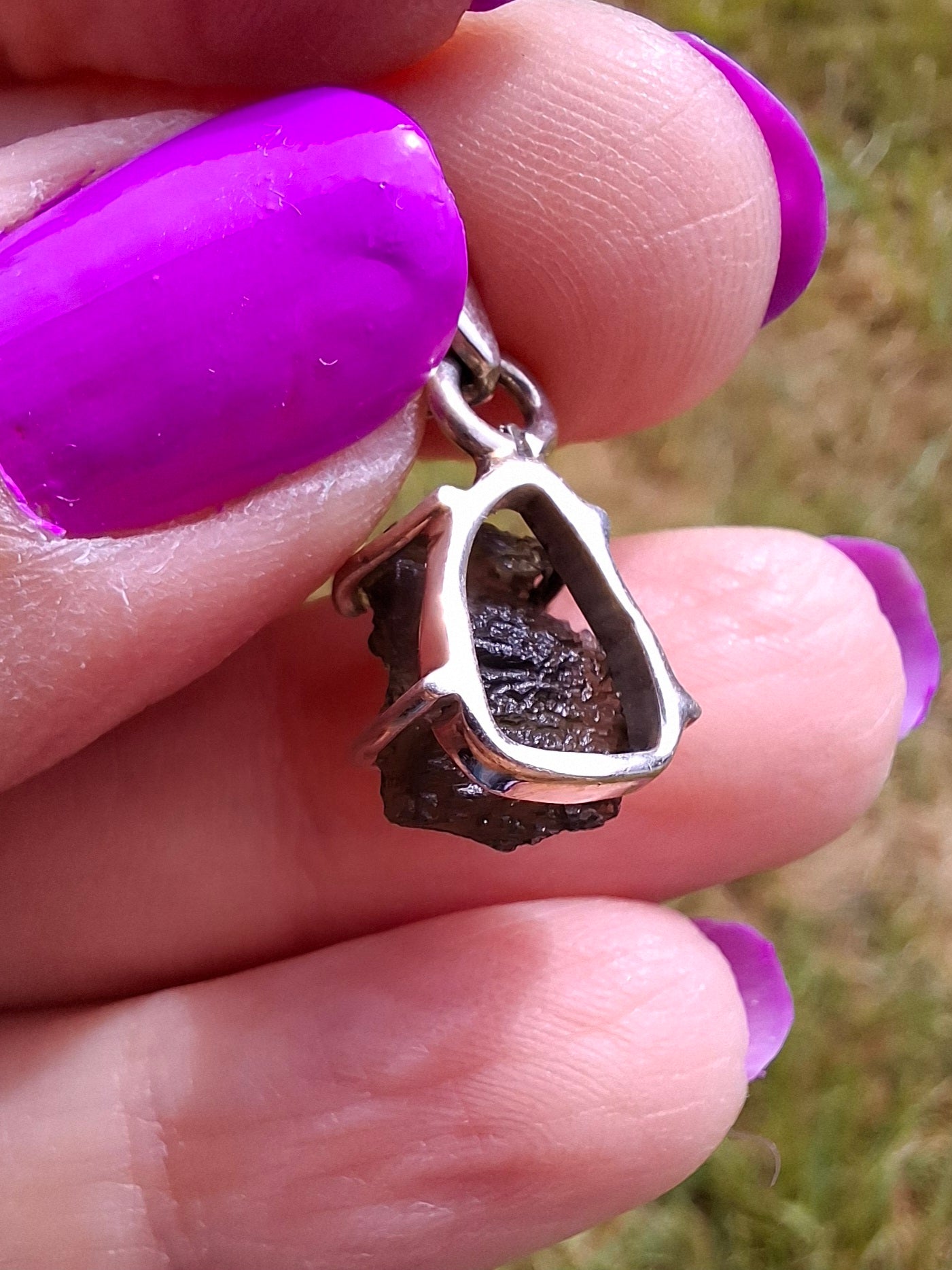 Moldavite Claw Pendant, 925 Silver, Tektite (Ref: P21)