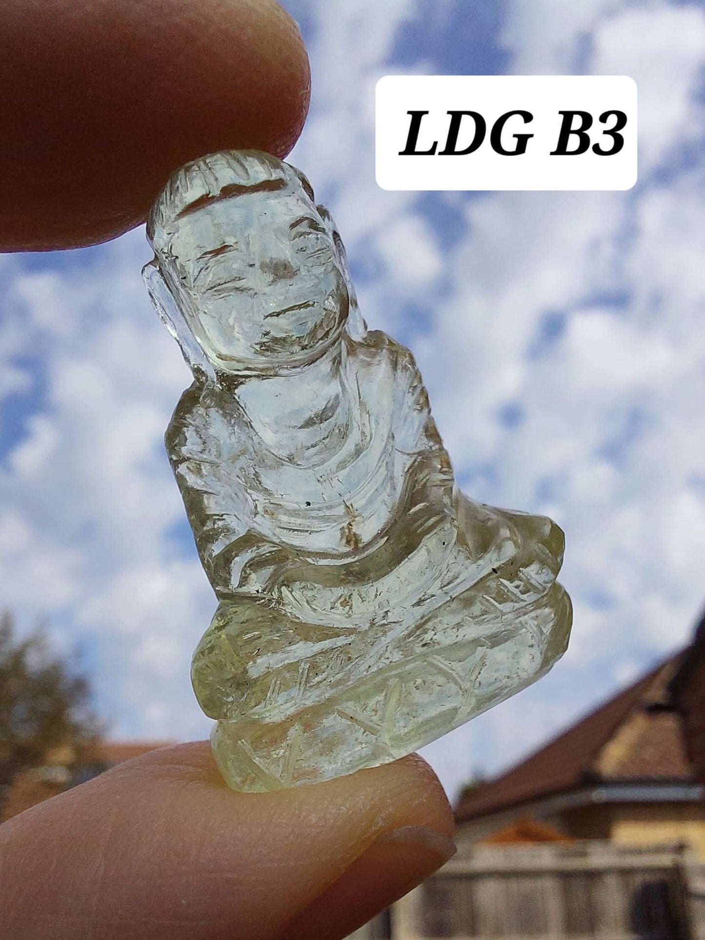 Libyan Desert Glass BUDDHA Carving, 6.80g, Tektite (Ref: LDG B3)