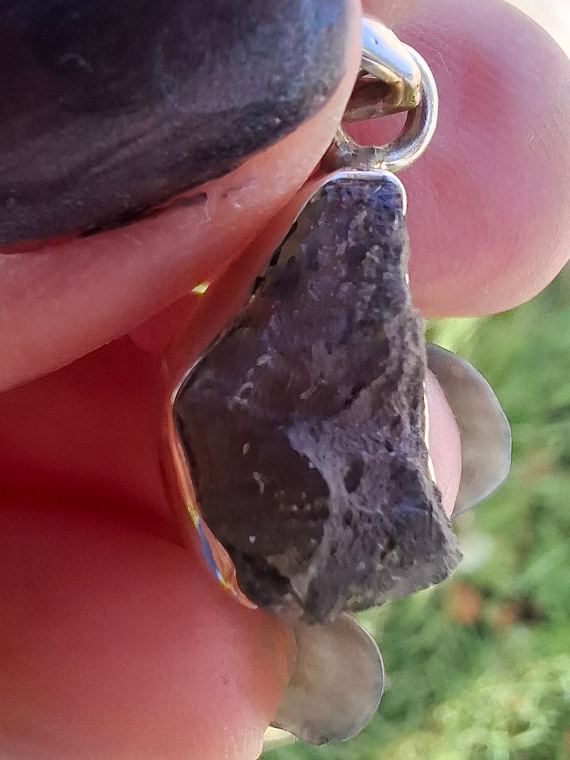 Moldavite Pendant, 925 Silver, Tektite (Ref: P7)
