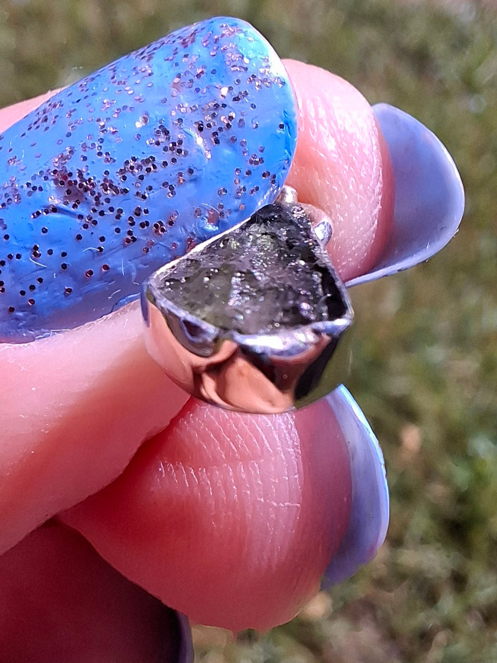 Moldavite Pendant, 925 Silver, Tektite (Ref: P76)