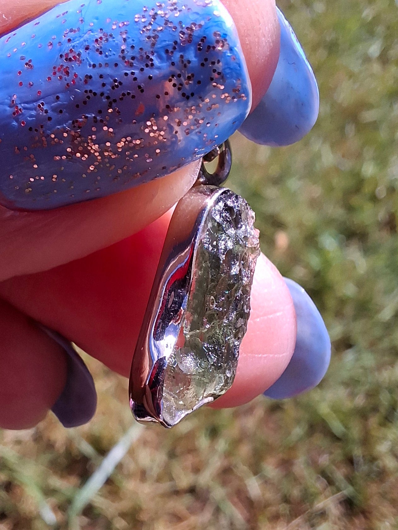 Moldavite Pendant, 925 Silver, Tektite (Ref: P94)