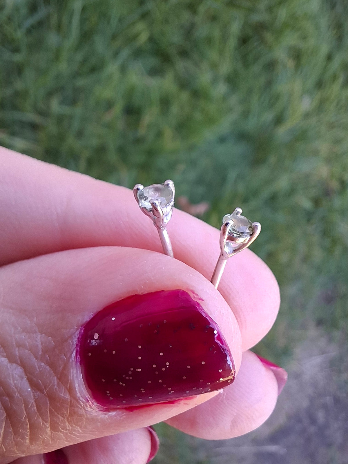 Moldavite (Faceted) 3mm Stud Earrings, 925 Silver (Ref: Pair66)