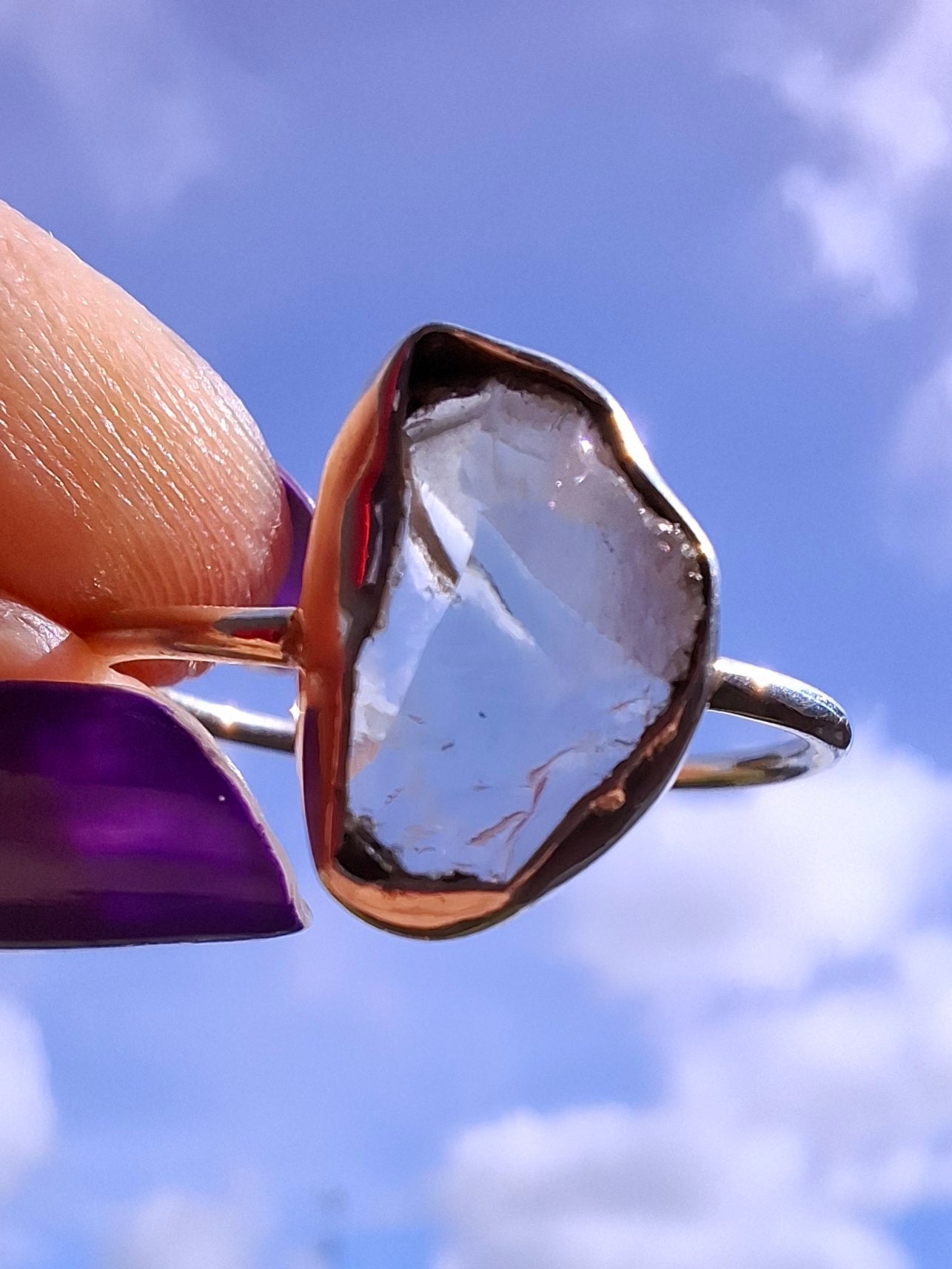 Libyan Desert Glass Ring, size large W, 925 Silver, Tektite (Ref: LR63)